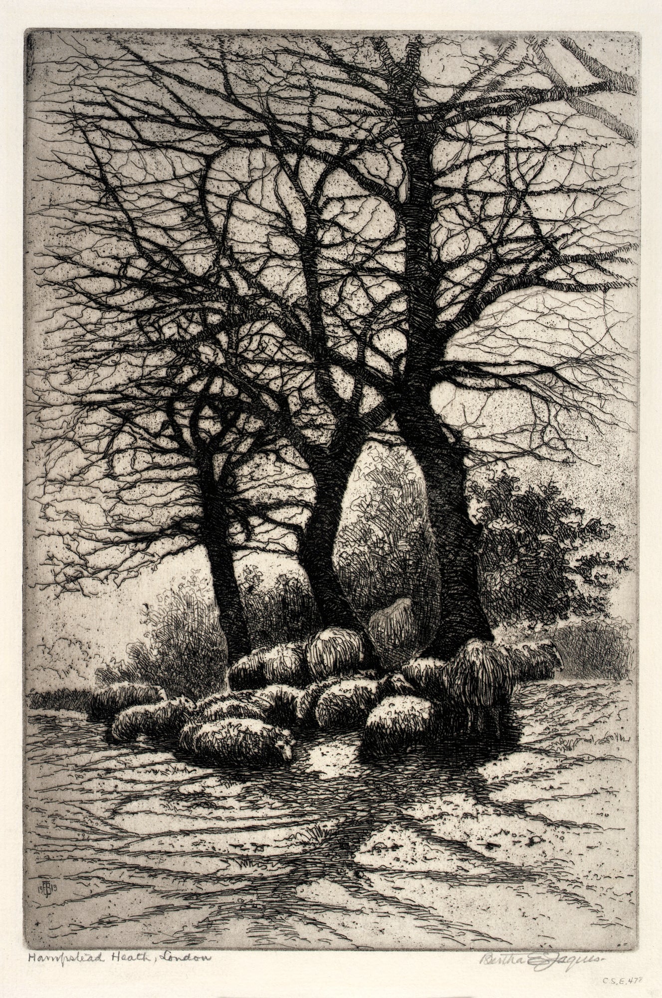 Bertha E. Jaques:Hampstead Heath, London,16x12"(A3)Poster