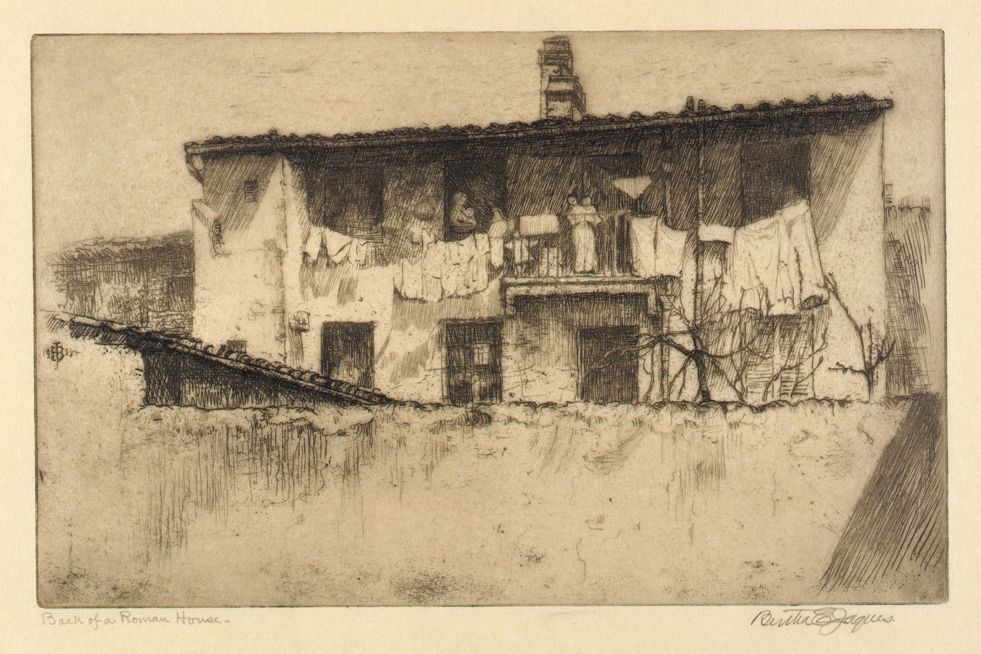 Bertha E. Jaques:Back of a Roman House,16x12"(A3)Poster