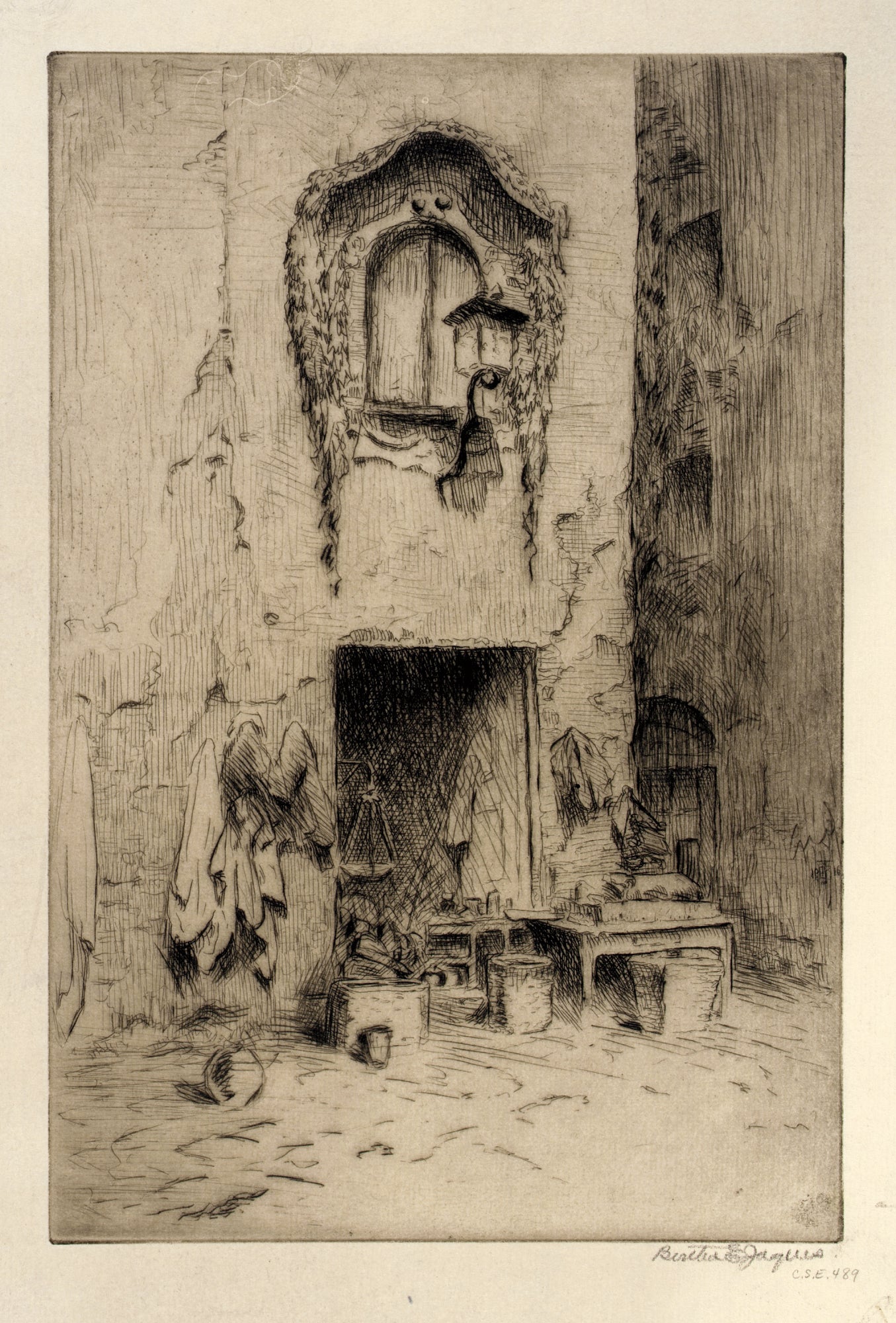 Bertha E. Jaques:Ragpicker's Shop, Florence,16x12"(A3)Poster