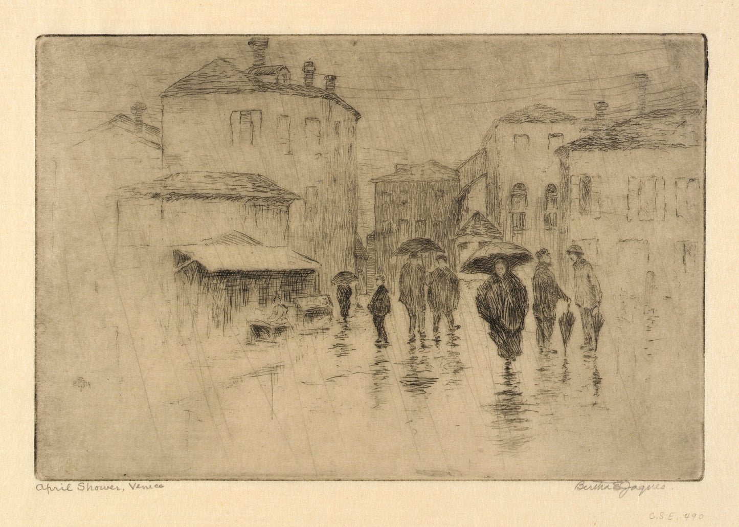 Bertha E. Jaques:April Shower, Venice,16x12"(A3)Poster