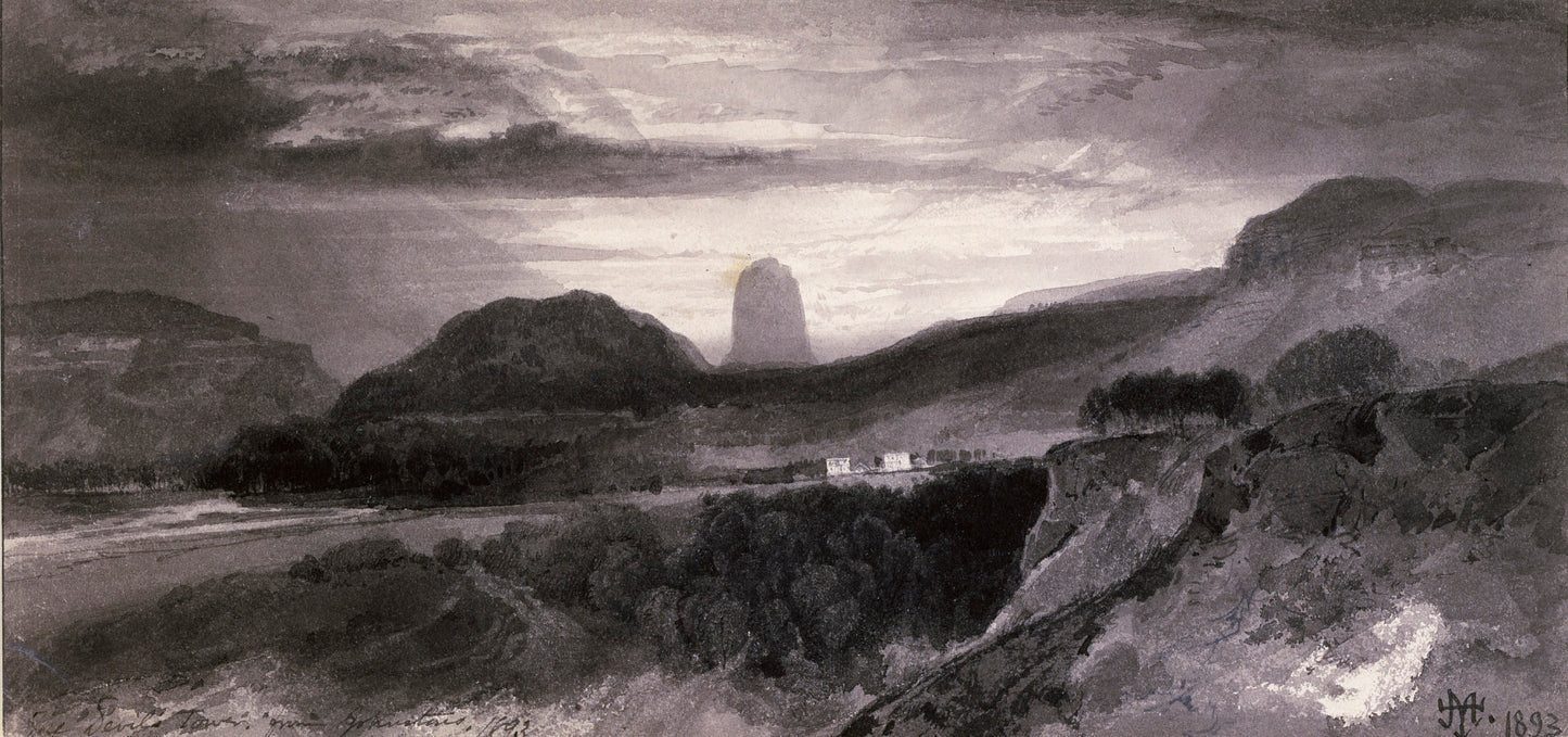 Thomas Moran:The Devil's Tower from Johnstons,16x12"(A3)Poster