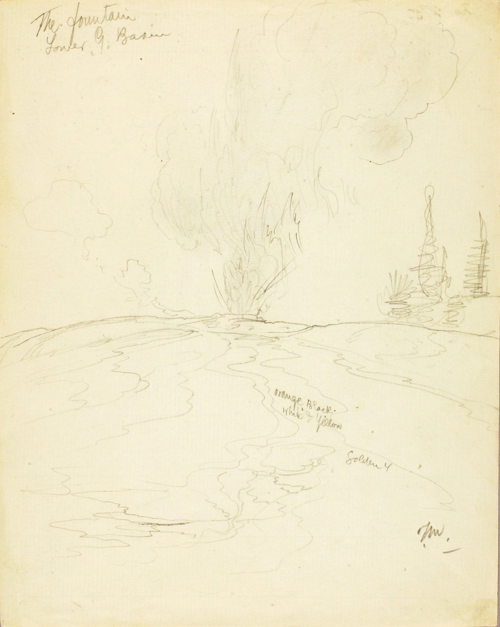 Thomas Moran:The Fountain, Lower Geyser Basin, Yellowstone,16x12"(A3)Poster