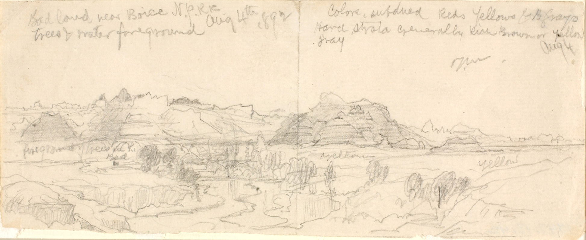 Thomas Moran:Bad Lands near Boise, N.P.R.R. (No. Pacific Rai,16x12"(A3)Poster