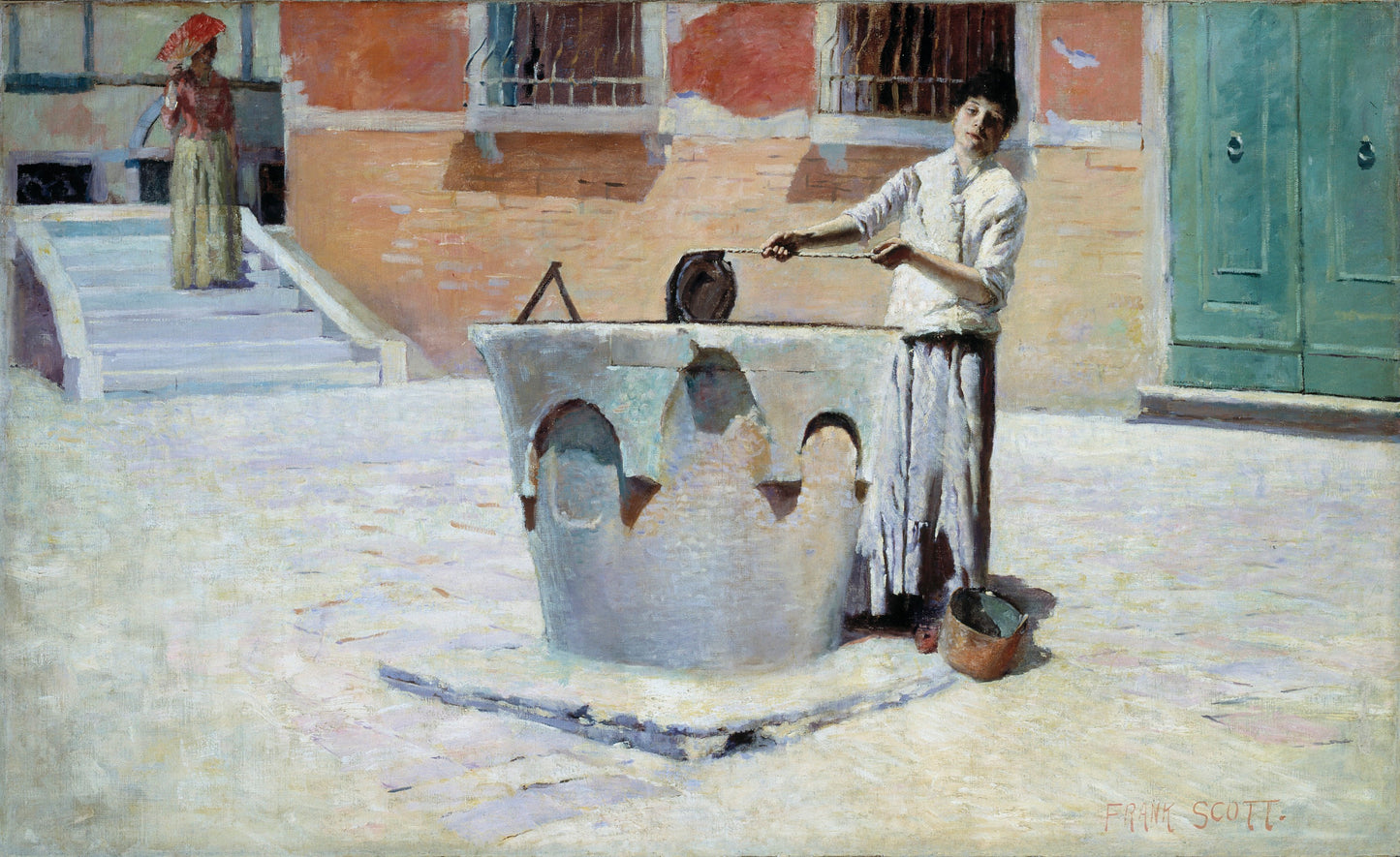 Frank Edwin Scott:Scene Italienne pres de la Fontaine,16x12"(A3)Poster