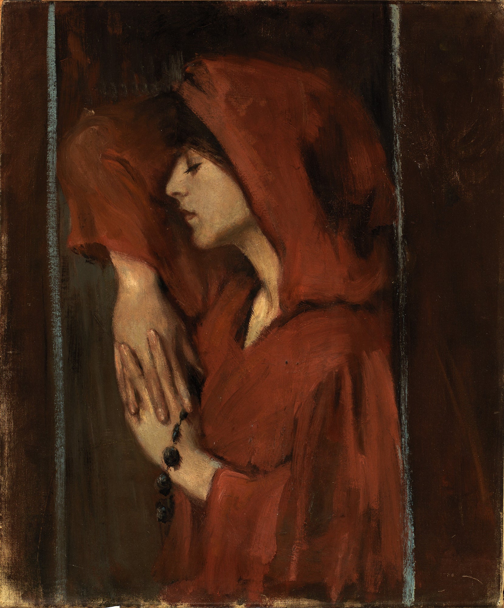 Alice Pike Barney:Woman with Red Hood,16x12"(A3)Poster