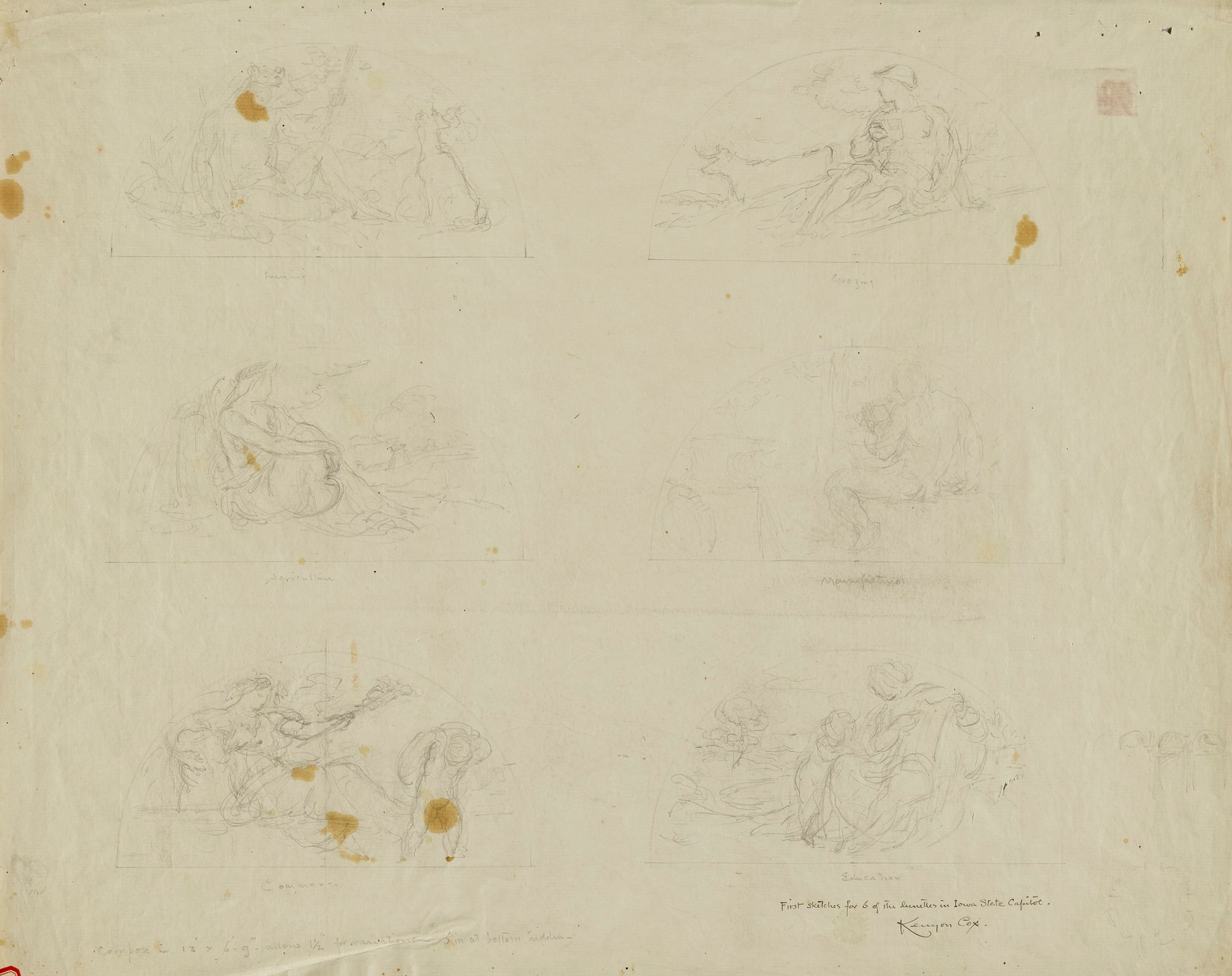 Kenyon Cox:(Iowa State Capitol Rotunda) (study for Six Lunet,16x12"(A3)Poster