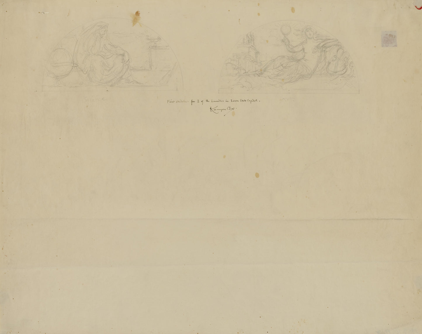 Kenyon Cox:(Iowa State Capitol Rotunda) (study for Two Lunet,16x12"(A3)Poster