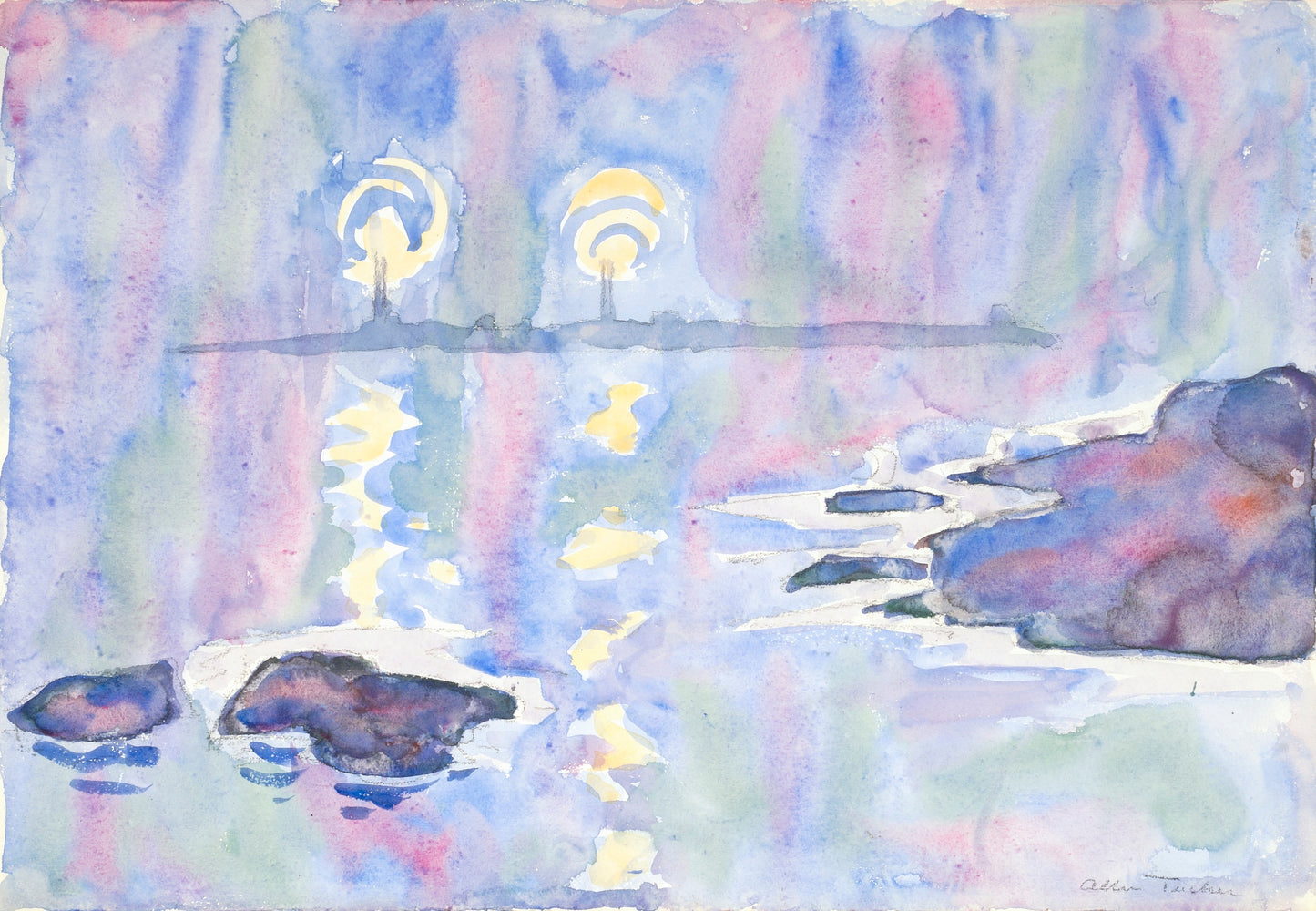 Allen Tucker:Watercolor no. 73, Blue and Lavender,16x12"(A3)Poster