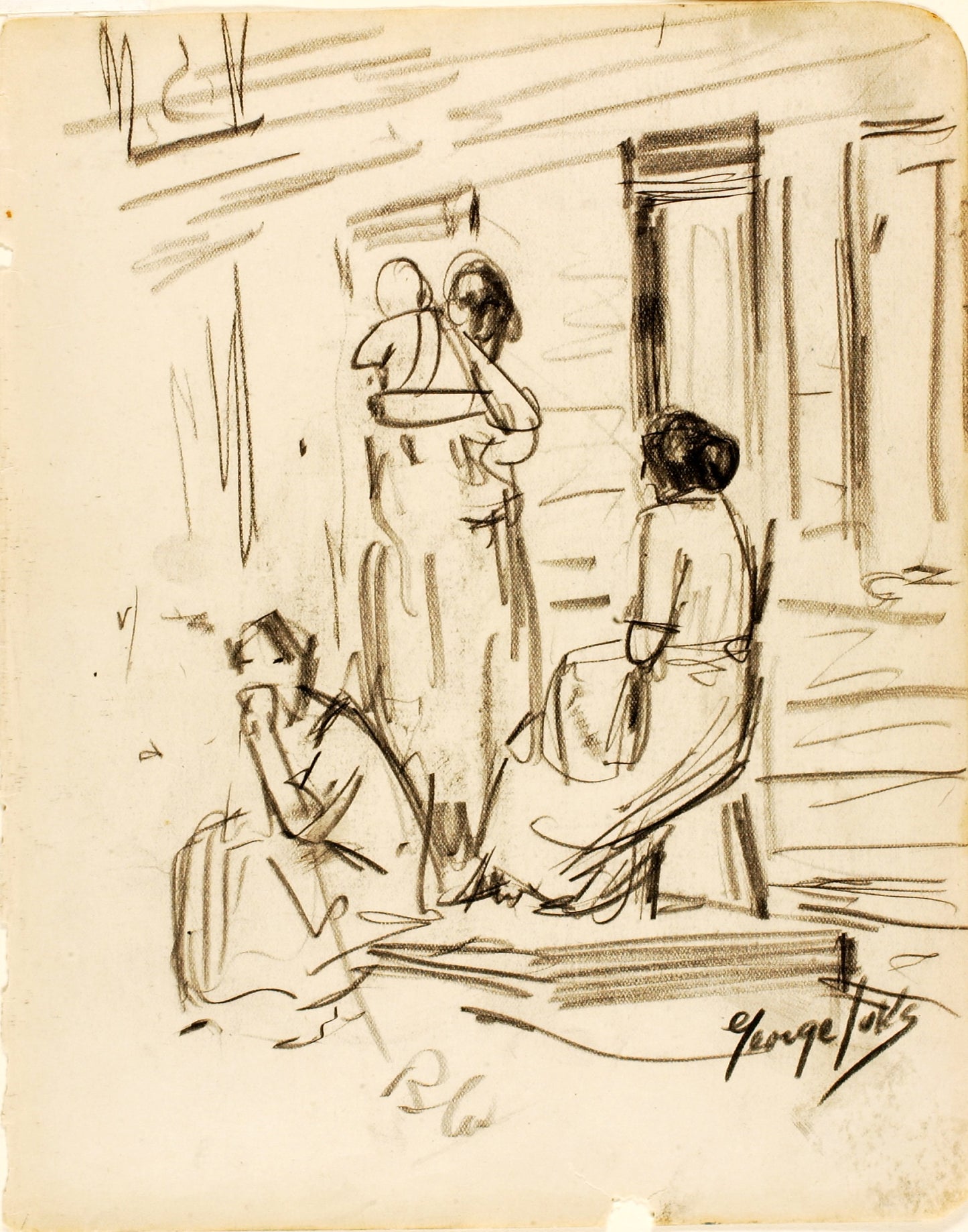 George Luks:Untitled (Group of Figures),16x12"(A3)Poster