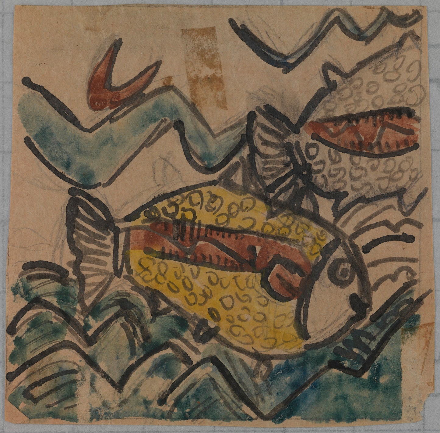 Holcha Krake:Fish Design for a Ceramic Plate,16x12"(A3)Poster