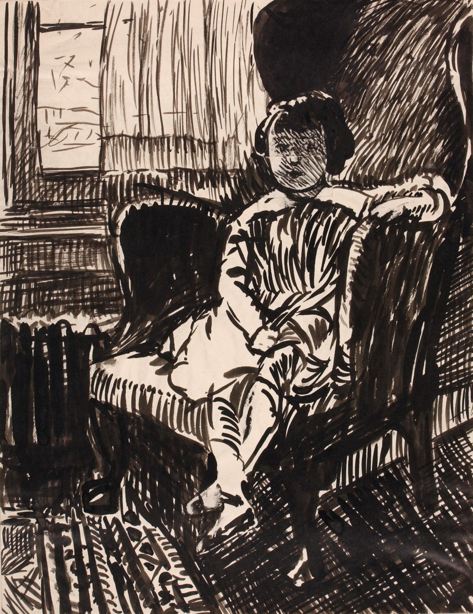 H. Lyman Saÿen:Untitled (Girl Seated in Chair),16x12"(A3)Poster