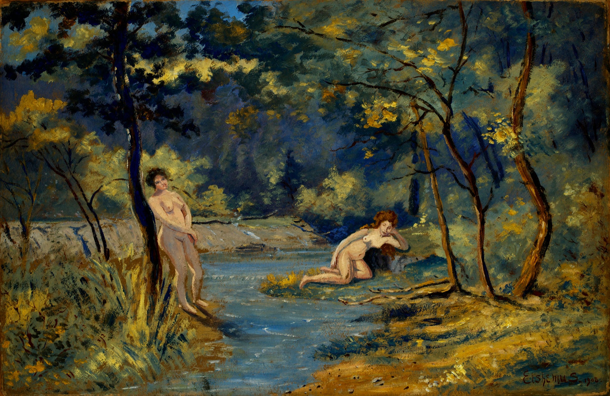 Louis M. Eilshemius:Standing and Reclining Nymphs,16x12"(A3)Poster