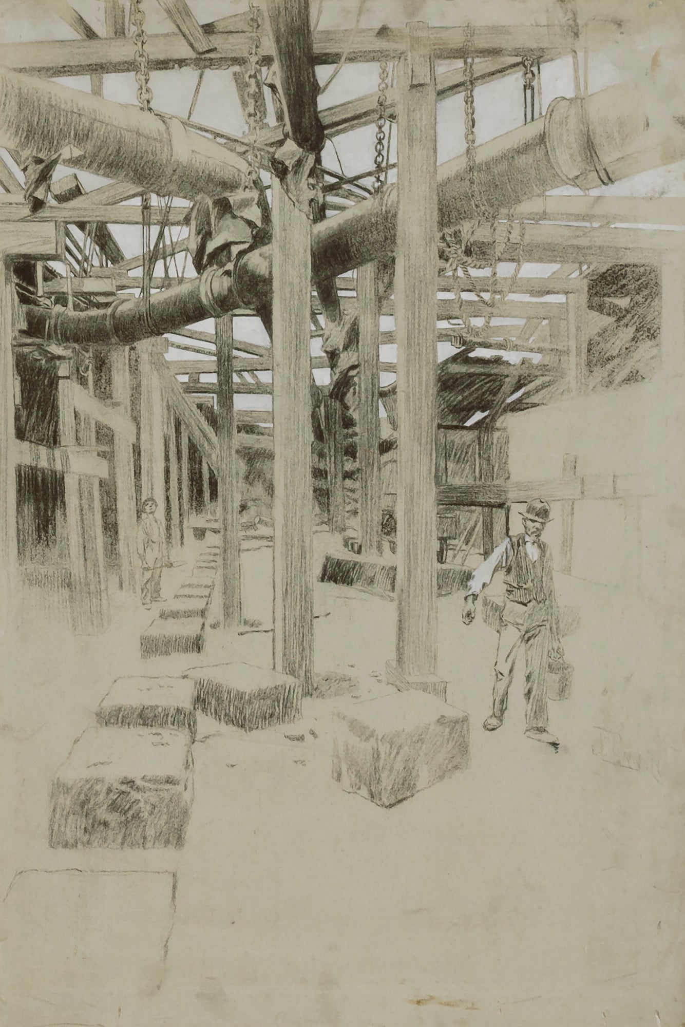 Joseph Pennell:How the Pipes Are Suspended,16x12"(A3)Poster