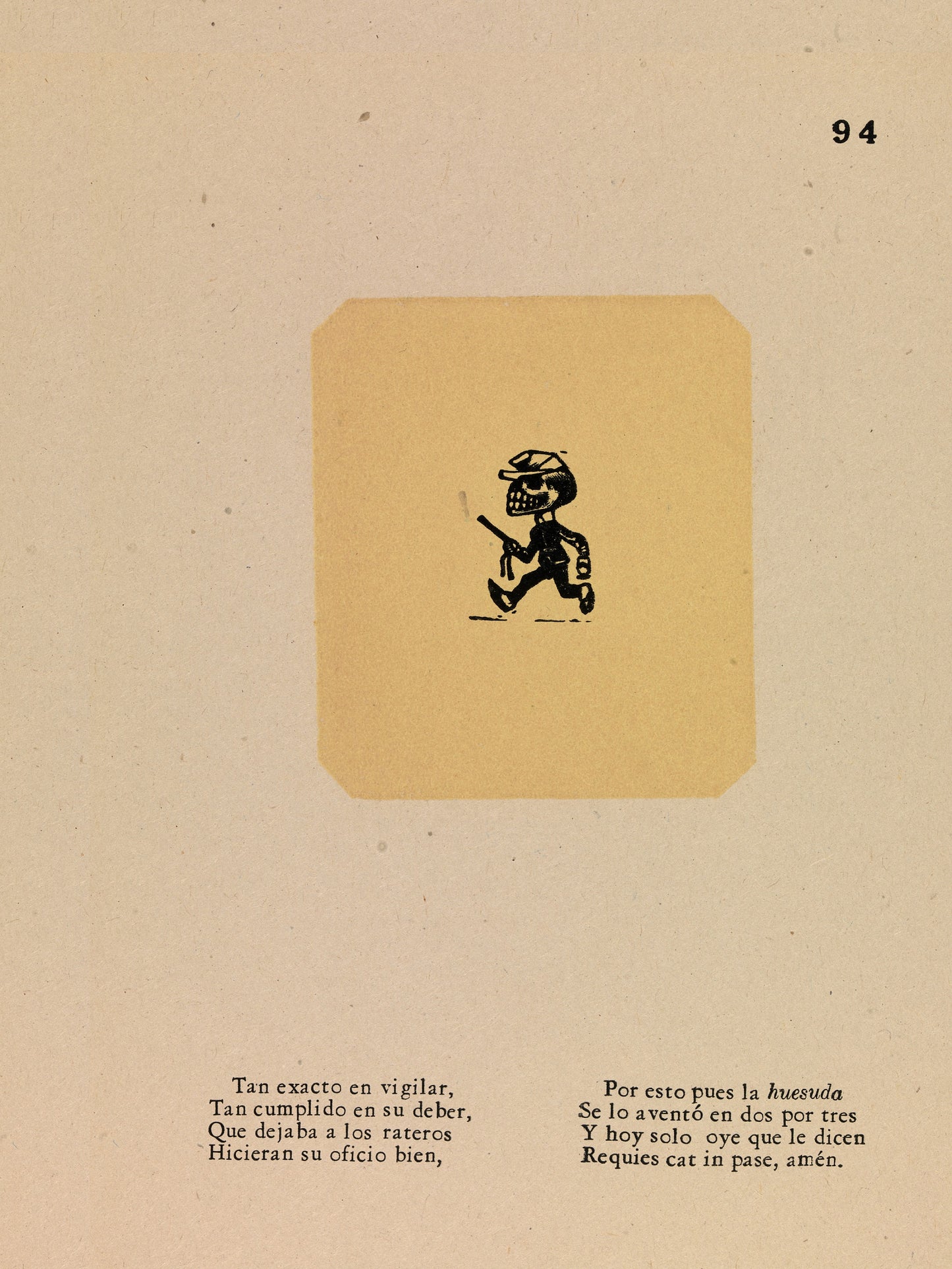 José Guadalupe Posada:Calavera for the Policeman,16x12"(A3)Poster