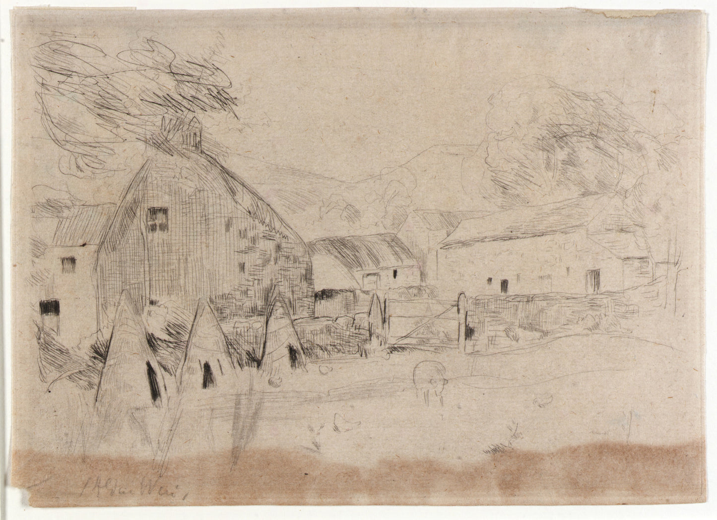 J. Alden Weir:Farm-Yard--Isle of Man,16x12"(A3)Poster