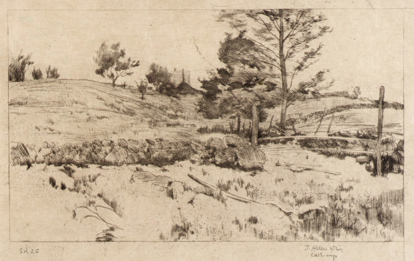 J. Alden Weir:Landscape (Sketch of Fields),16x12"(A3)Poster