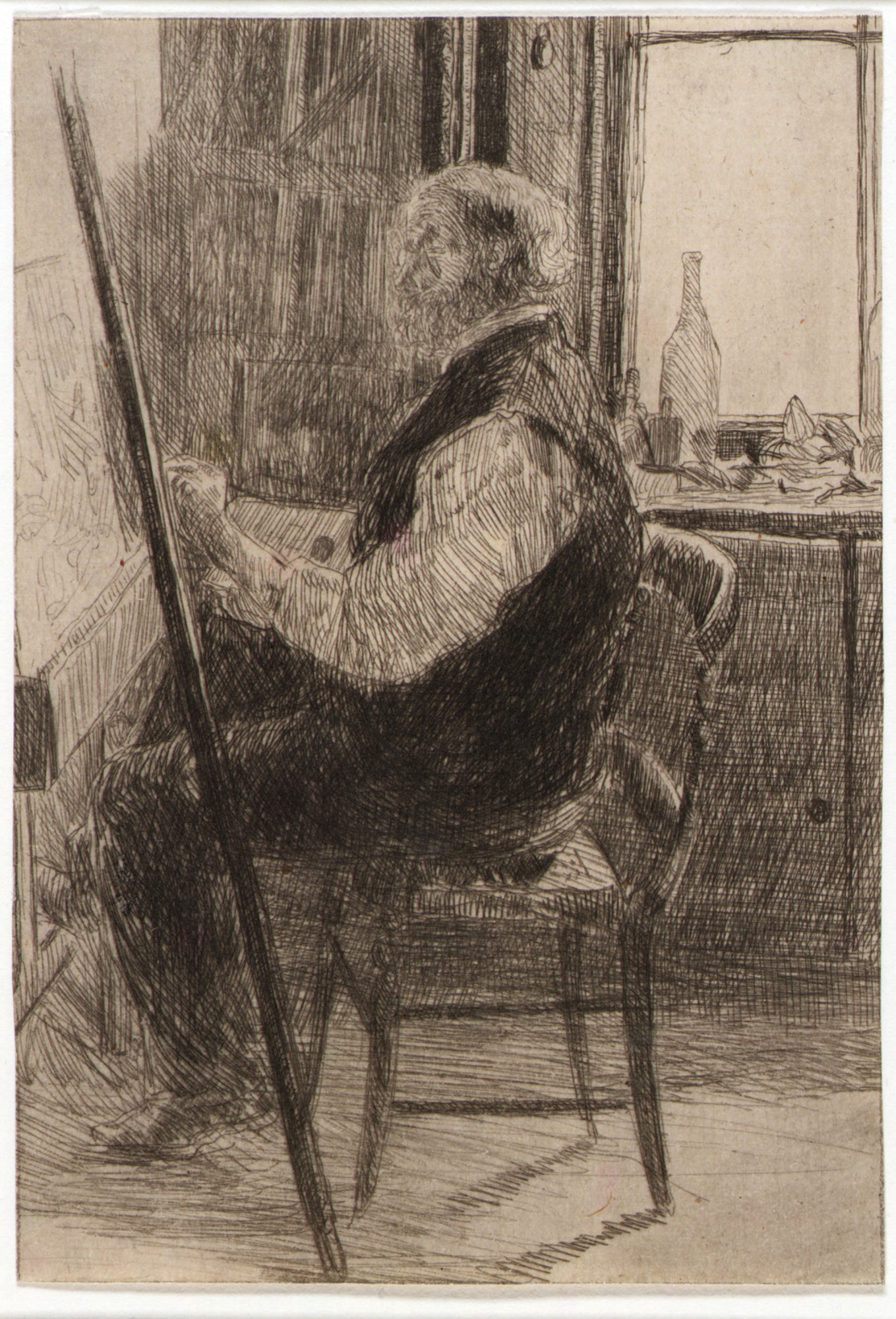 J. Alden Weir:Artist Seated at Easel,16x12"(A3)Poster