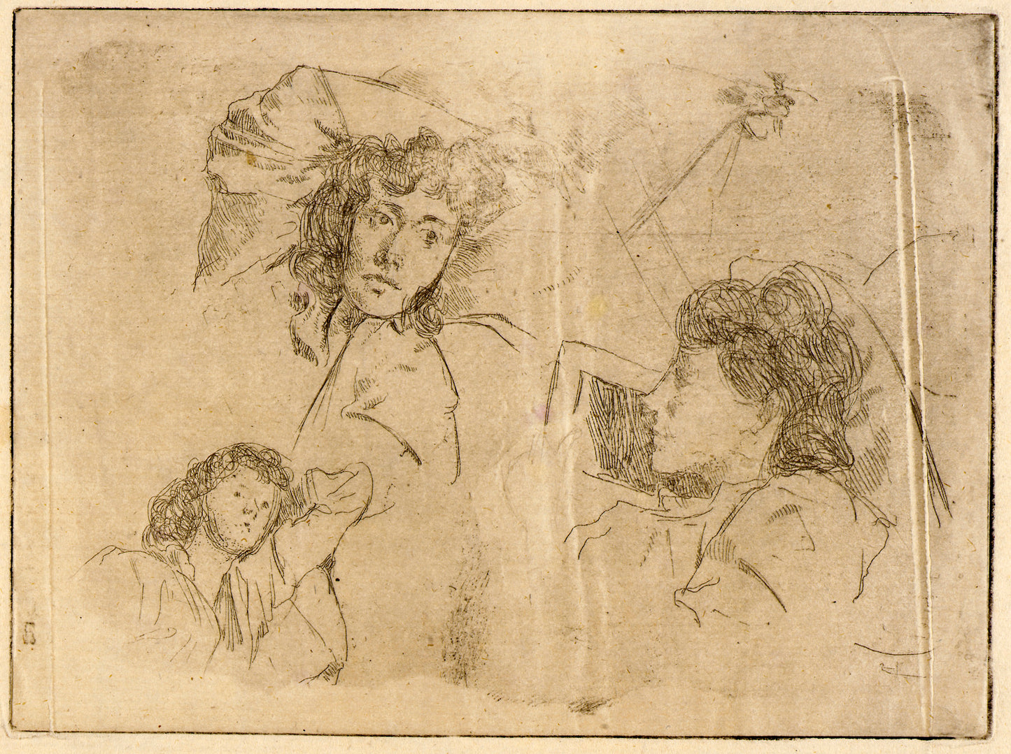 J. Alden Weir:Three Heads--Sketches,16x12"(A3)Poster