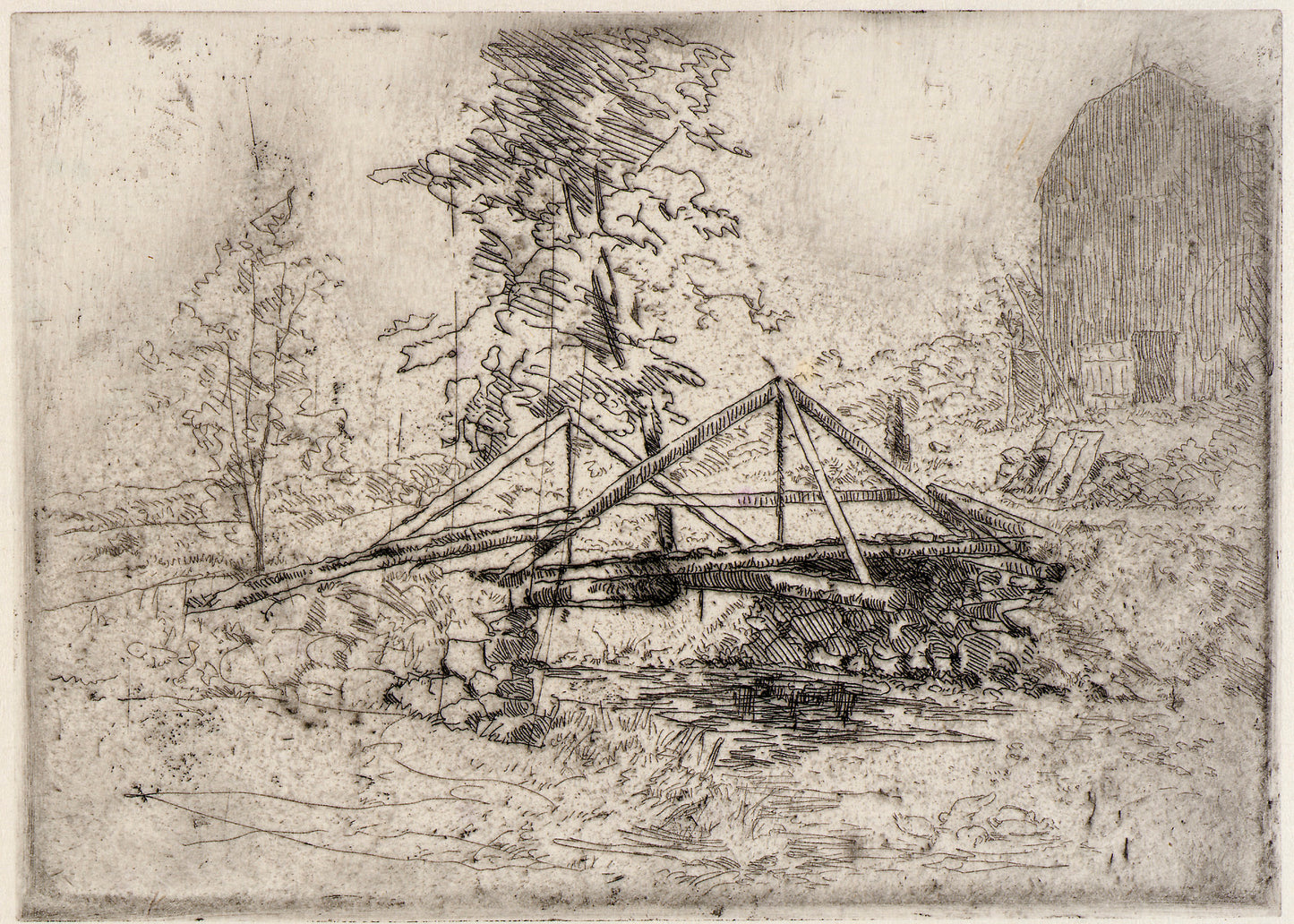 J. Alden Weir:The Wooden Bridge,16x12"(A3)Poster
