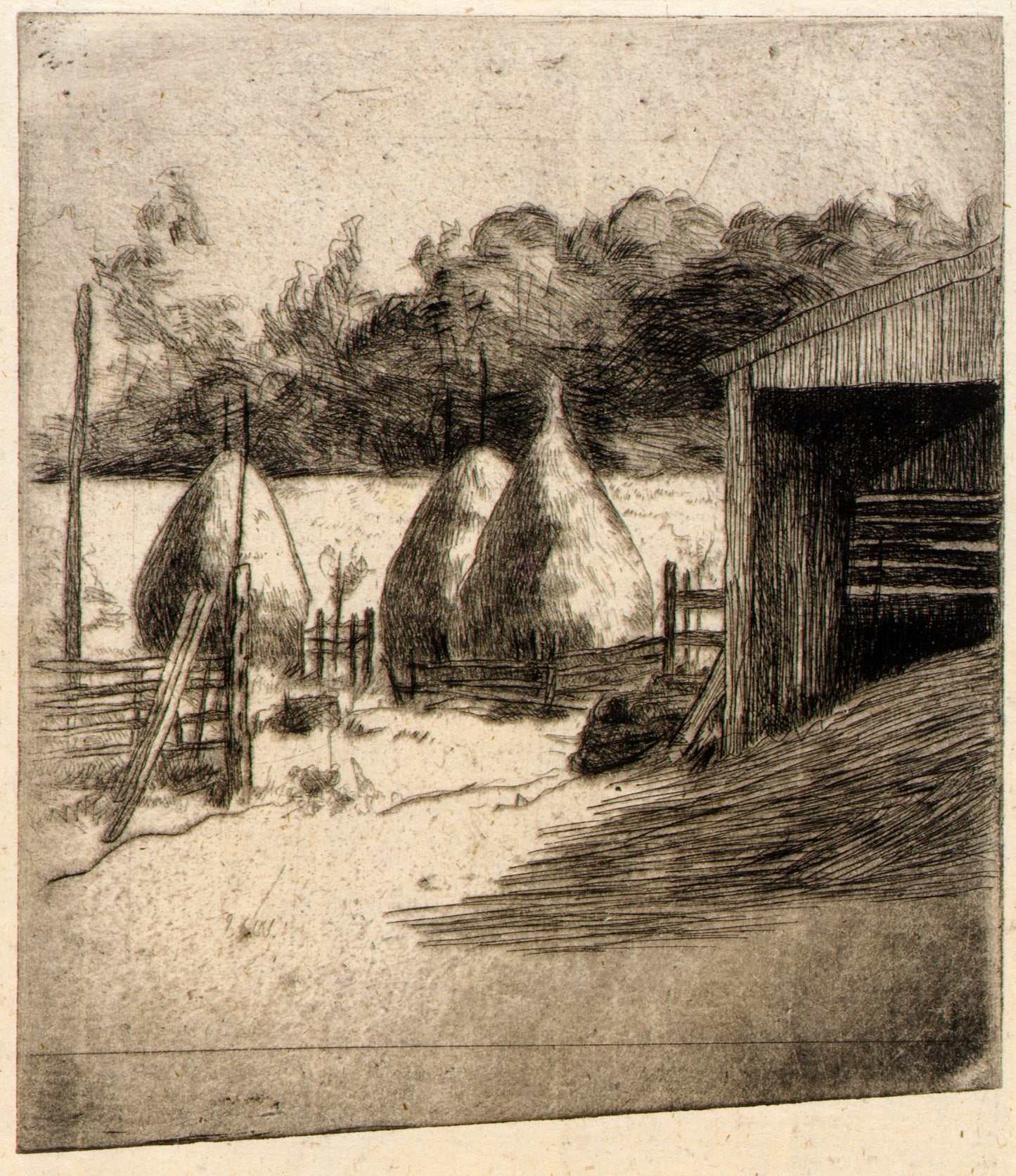 J. Alden Weir:The Haystacks,16x12"(A3)Poster