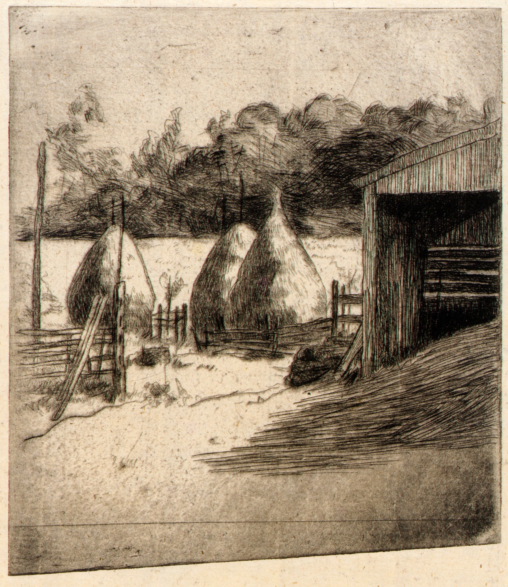 J. Alden Weir:The Haystacks,16x12"(A3)Poster