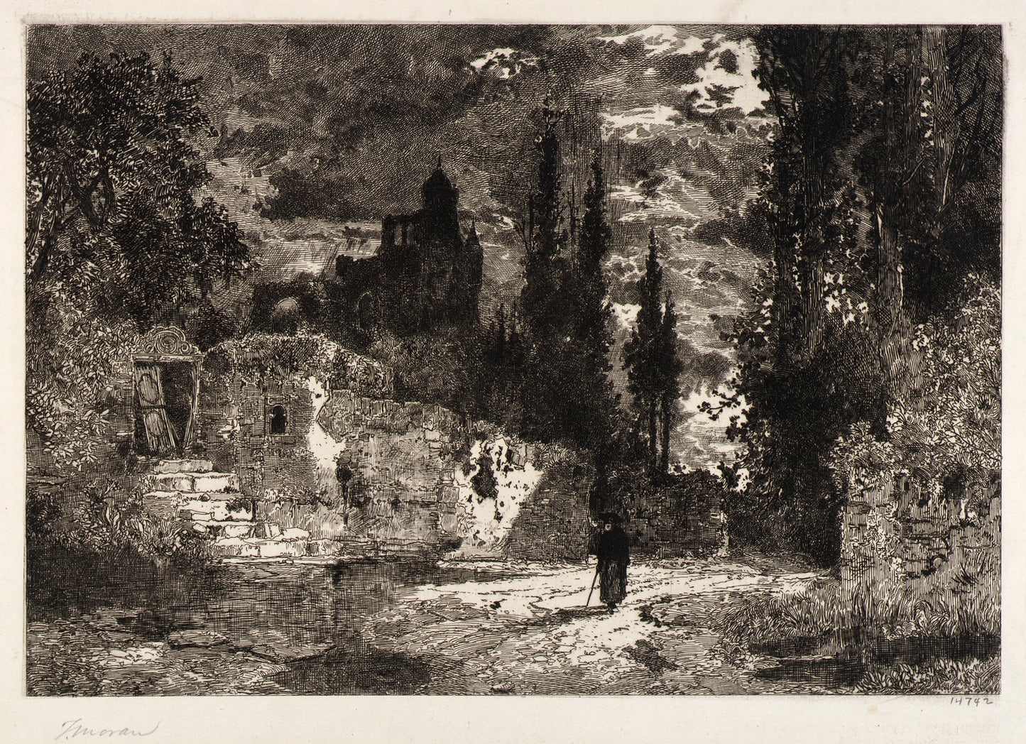 Thomas Moran:(Old Castle and Trees),16x12"(A3)Poster