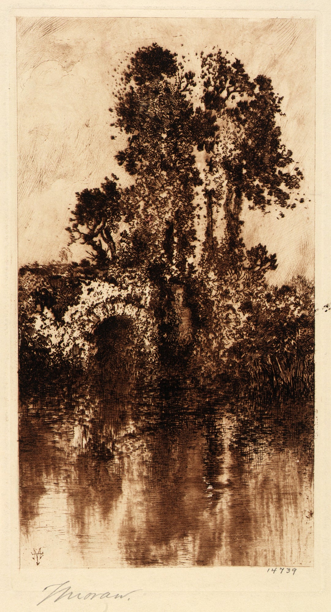 Thomas Moran:(Trees and Old Bridge),16x12"(A3)Poster