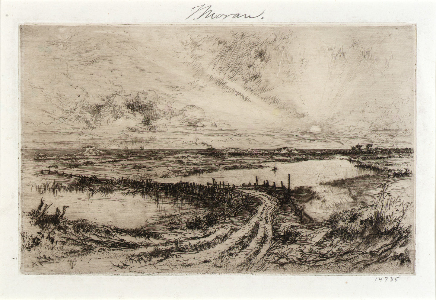 Thomas Moran:Hook Pond and Old Bridge,16x12"(A3)Poster