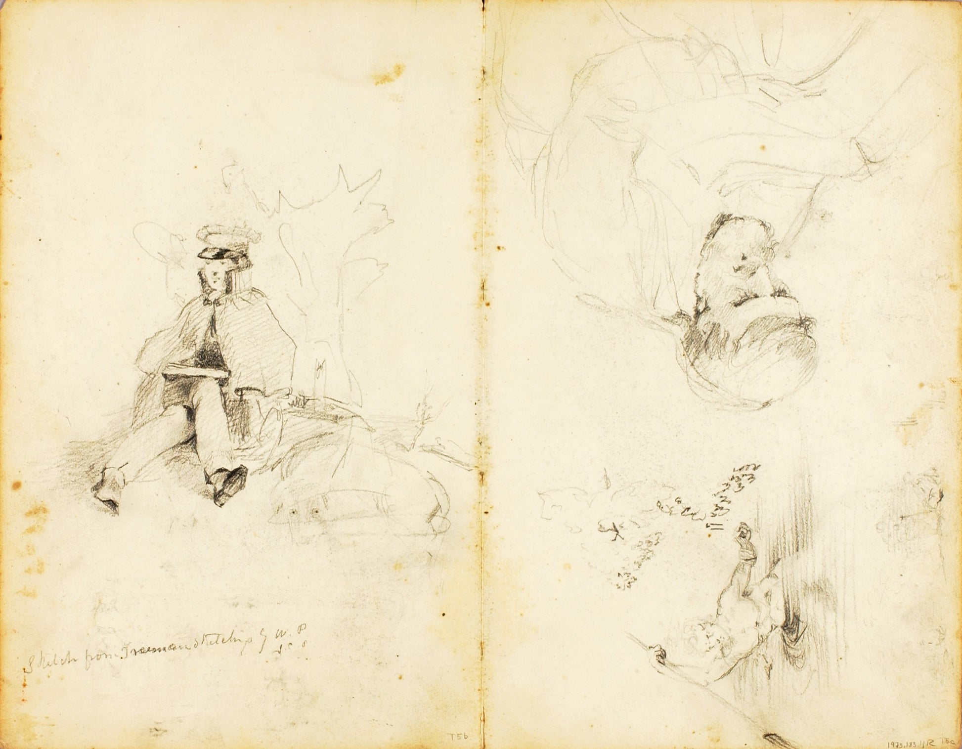 William Page:(Studies--Christ preaching, man with spear, etc,16x12"(A3)Poster