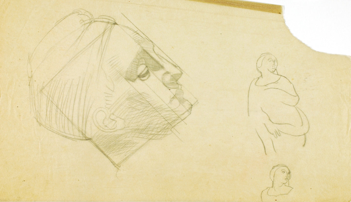 George Grey Barnard:(Untitled--Head, Two Women, studies),16x12"(A3)Poster