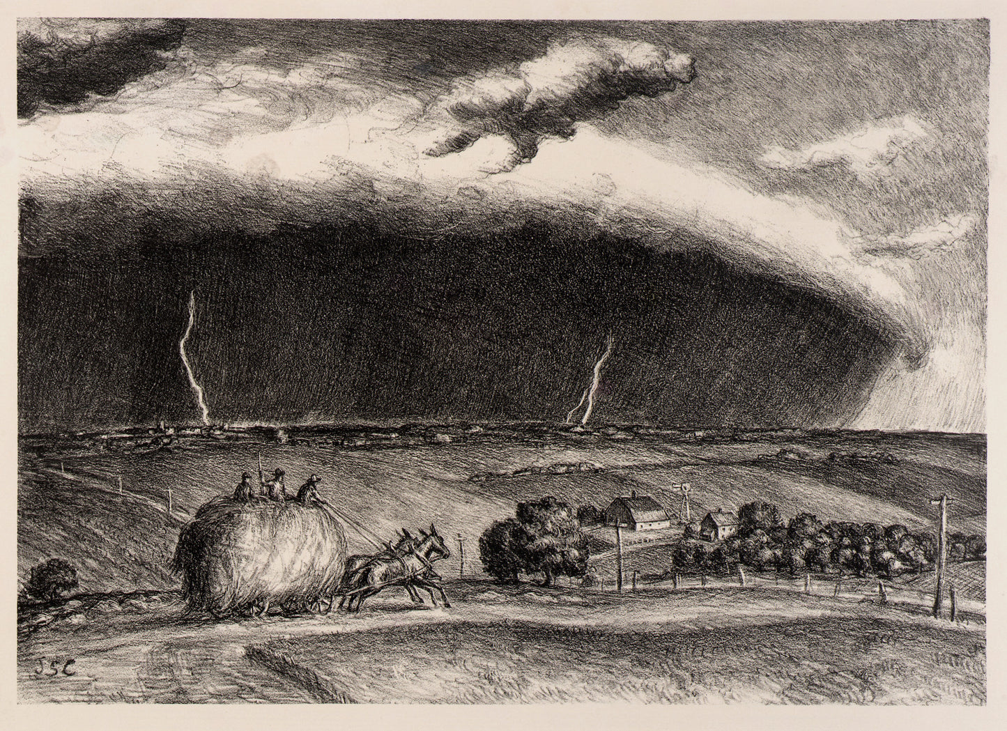 John Steuart Curry:The Line Storm,16x12"(A3)Poster