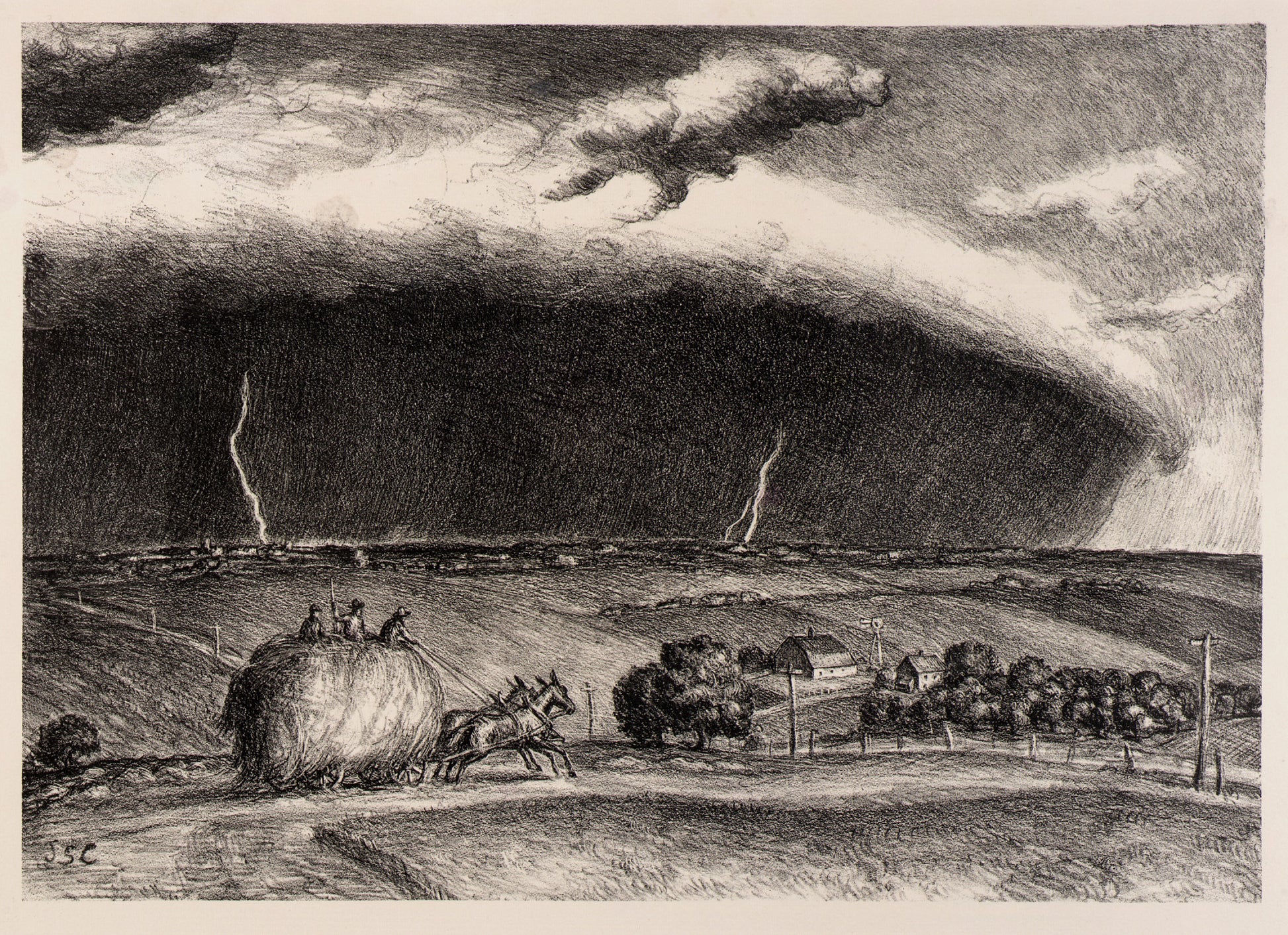 John Steuart Curry:The Line Storm,16x12"(A3)Poster