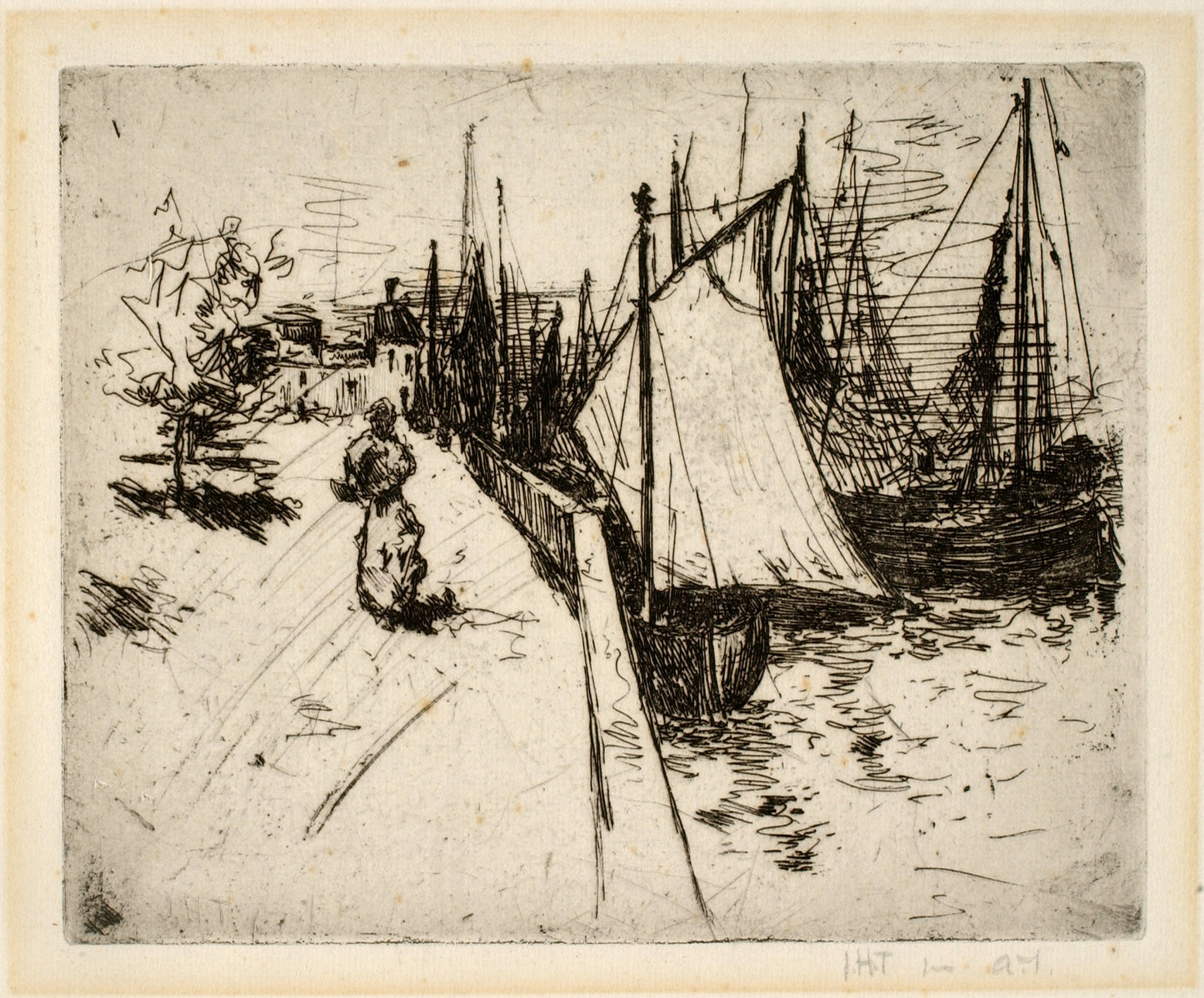 John Henry Twachtman:Woman on the Quay, Honfleur,16x12"(A3)Poster