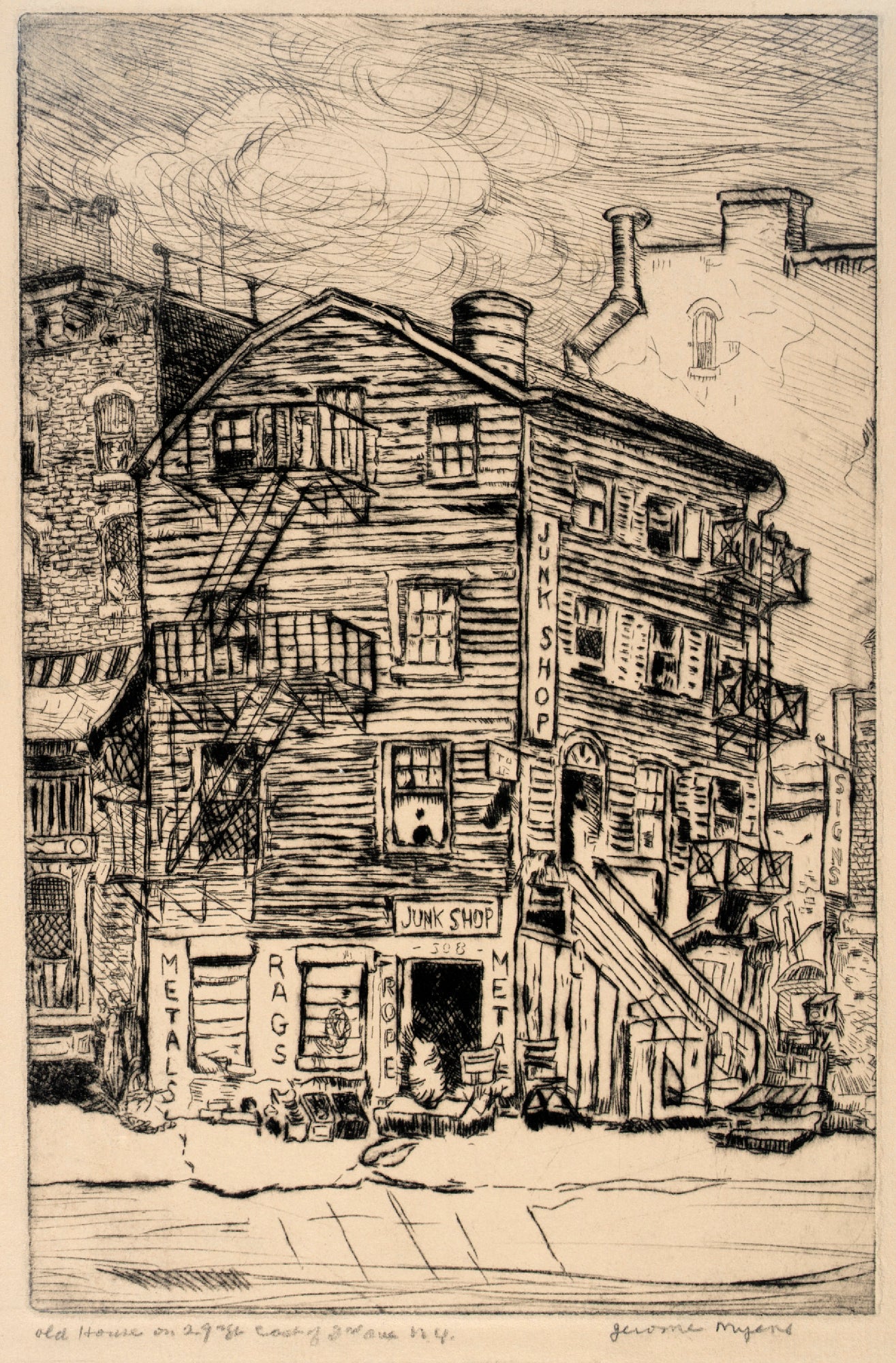 Jerome Myers:Old House on 29th St. East of 3rd Ave. N.Y.,16x12"(A3)Poster