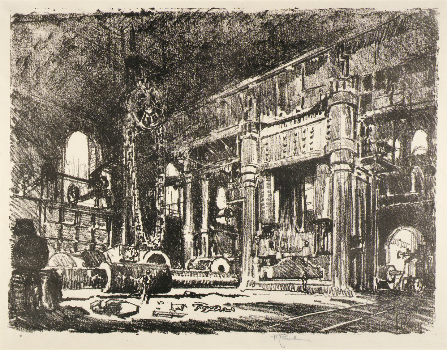Joseph Pennell:The Gun Forge (from series, Engish War Work),16x12"(A3)Poster