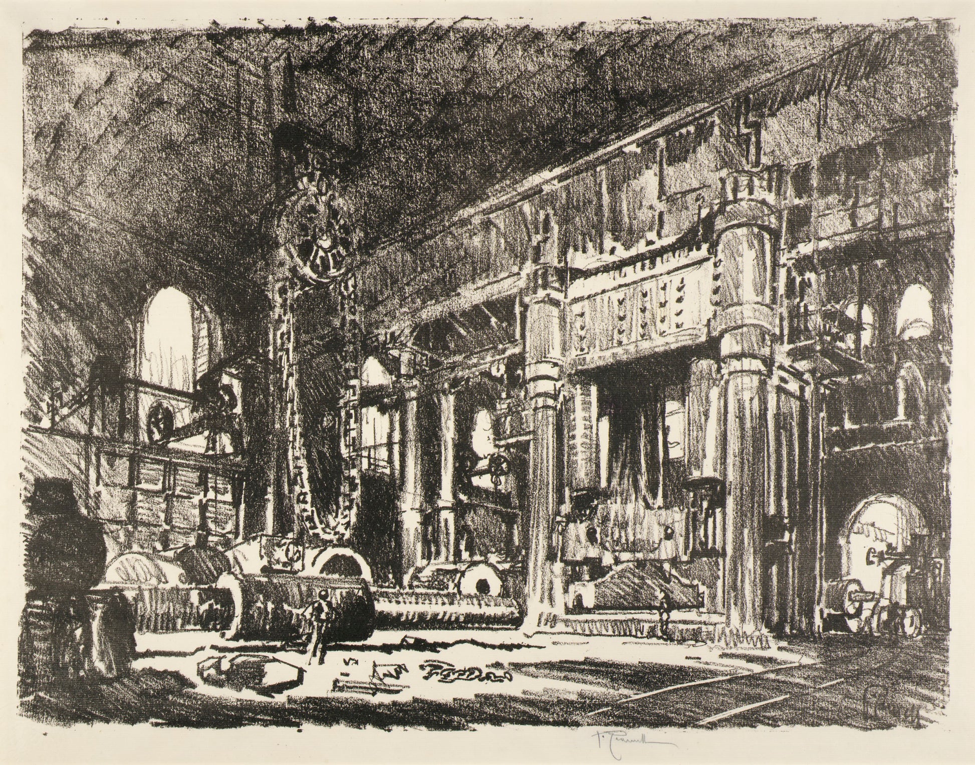 Joseph Pennell:The Gun Forge (from series, Engish War Work),16x12"(A3)Poster