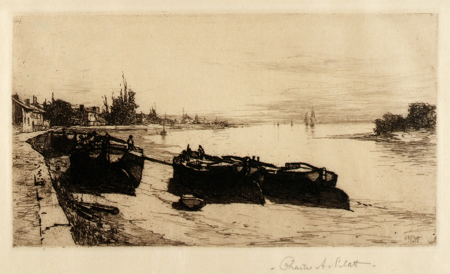 Charles A. Platt:Canal Boats on the Thames,16x12"(A3)Poster