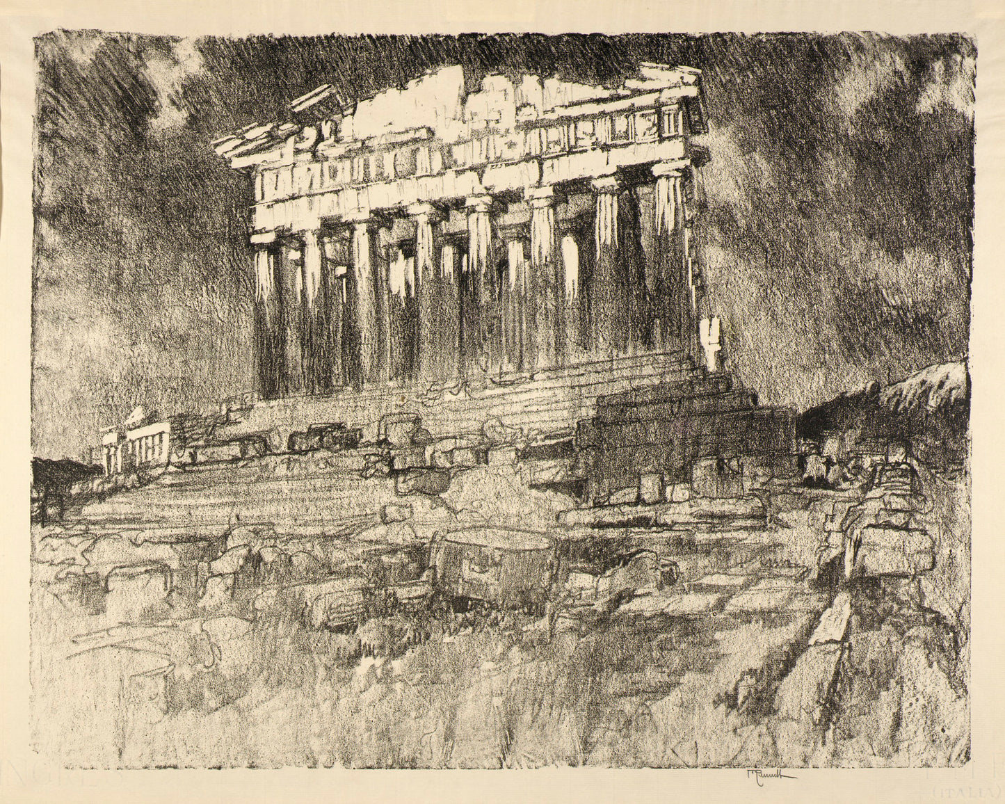 Joseph Pennell:Sunset on the Parthenon, from the series Land,16x12"(A3)Poster