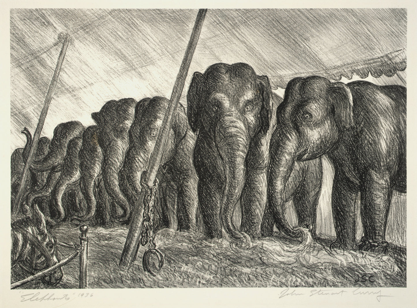 John Steuart Curry:Circus Elephants,16x12"(A3)Poster
