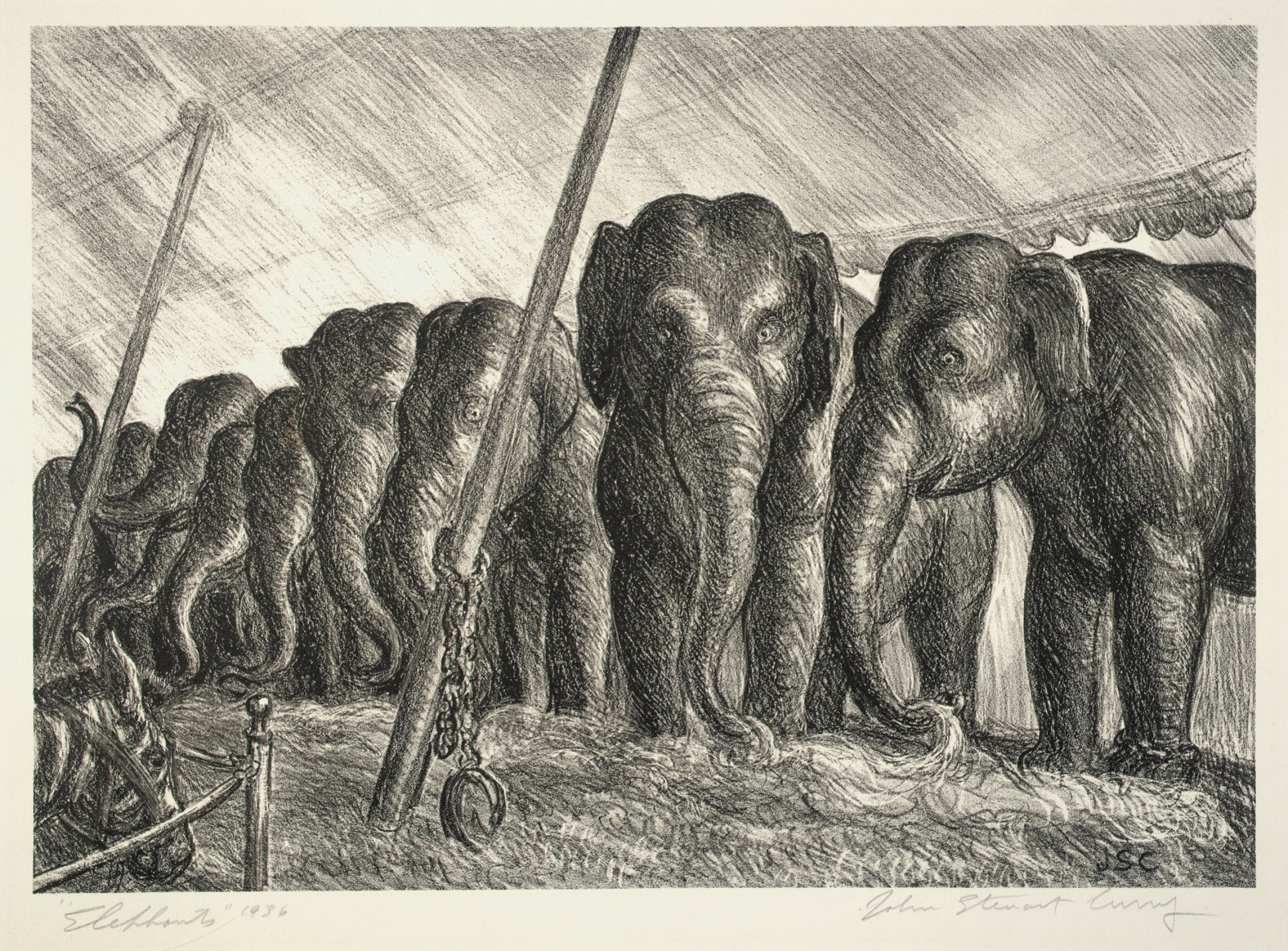 John Steuart Curry:Circus Elephants,16x12"(A3)Poster