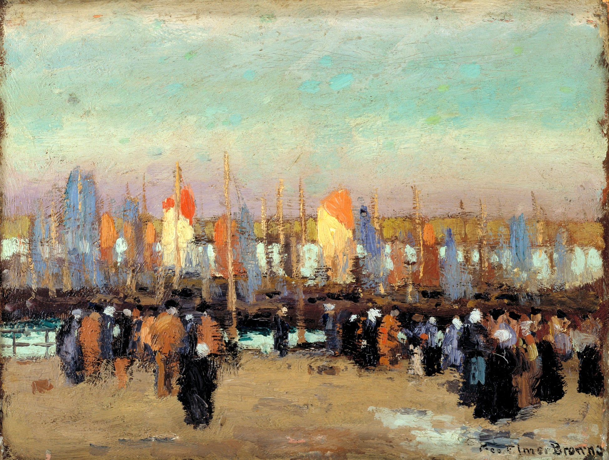 George Elmer Browne:Harbor Scene with Fishing Boats,16x12"(A3)Poster