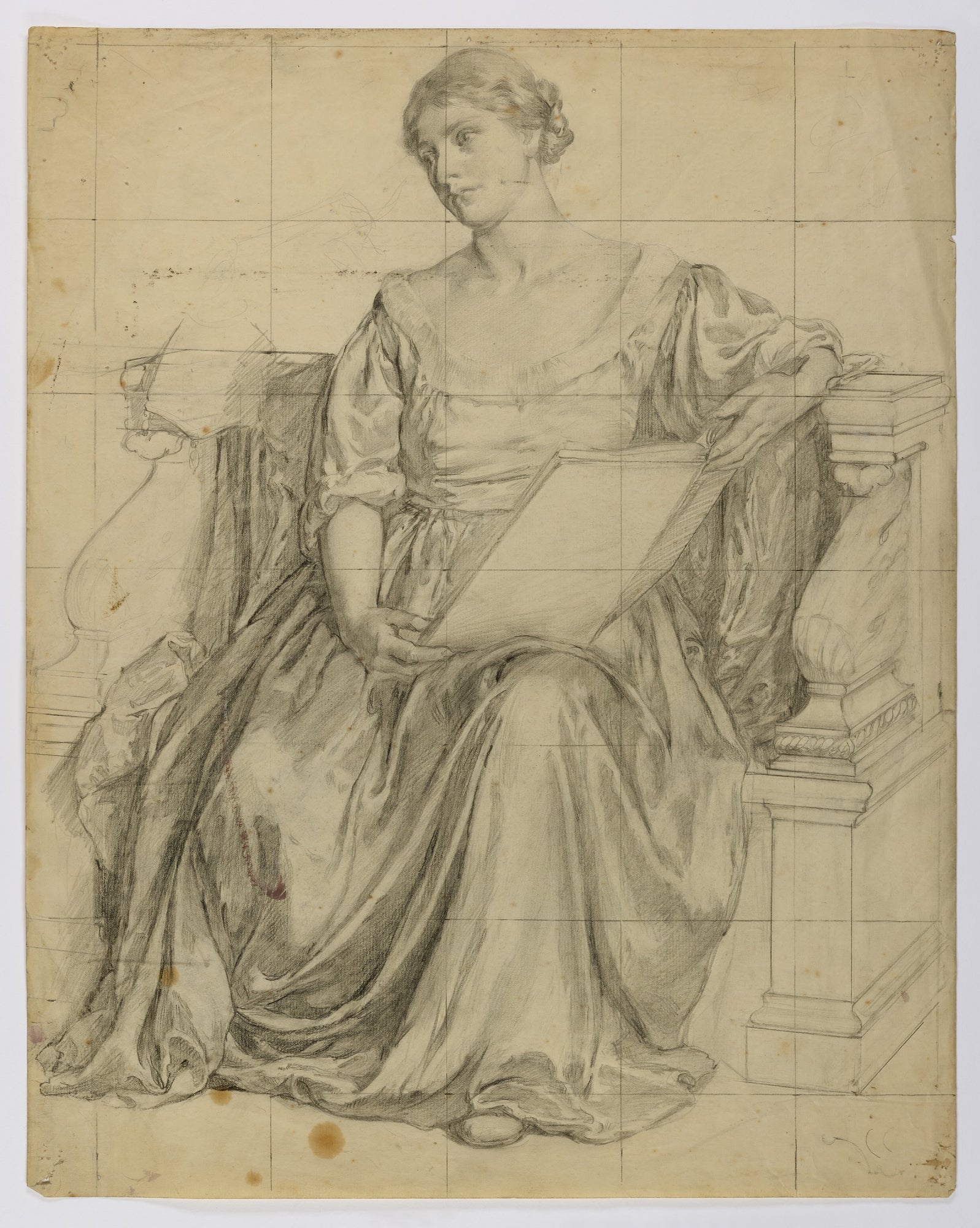 Louise Cox:Untitled (Seated Draped Female Allegorical Figure,16x12"(A3)Poster