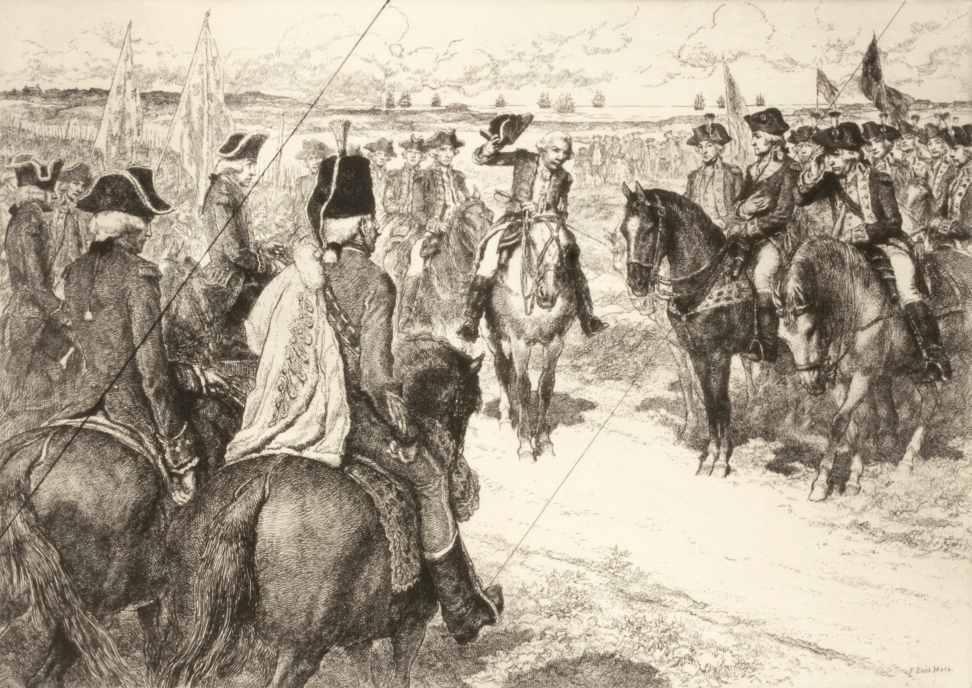 F. Luis Mora:The Surrender of Cornwallis (cancelled plate fr,16x12"(A3)Poster