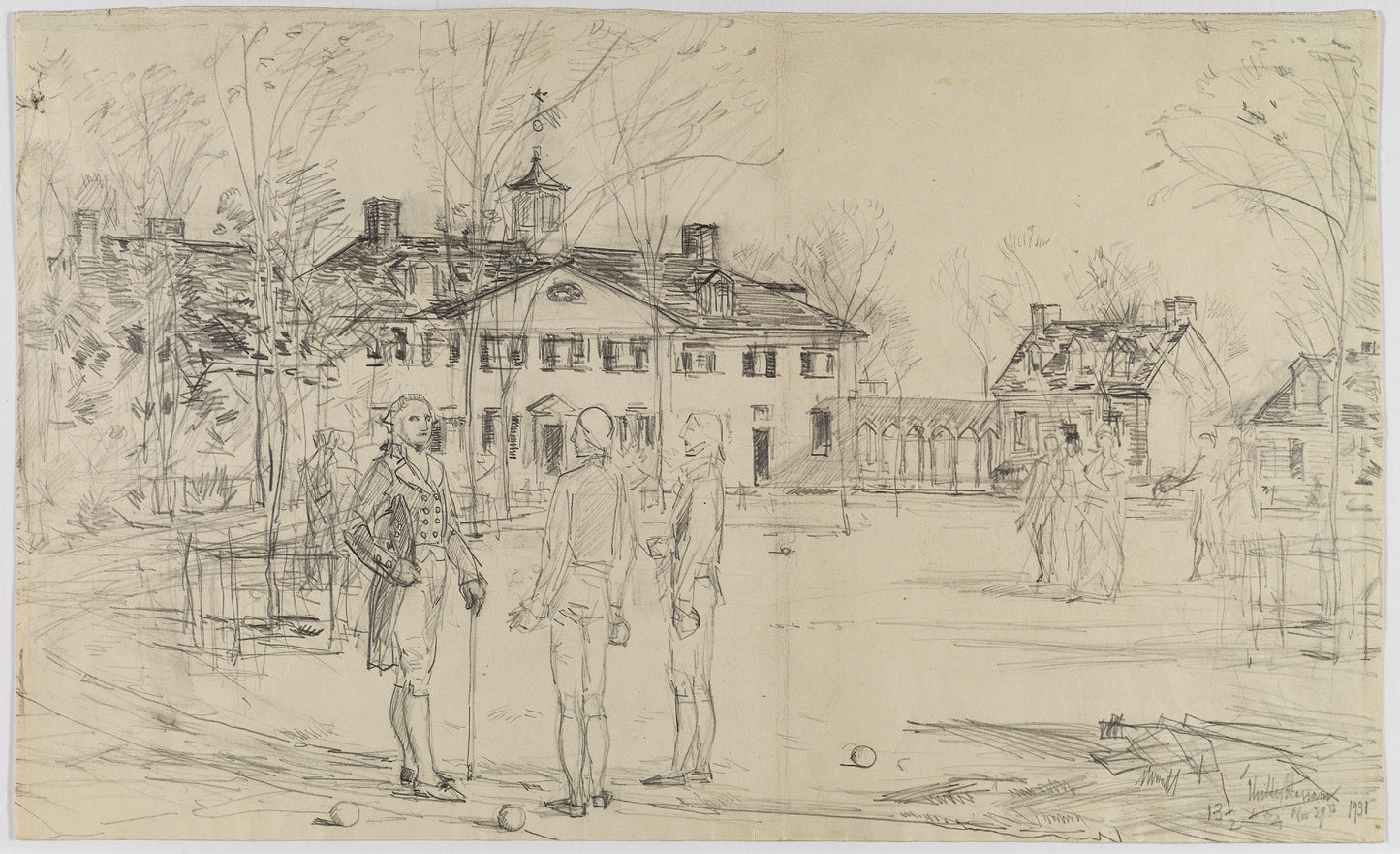 Childe Hassam:Washington at Mount Vernon,16x12"(A3)Poster