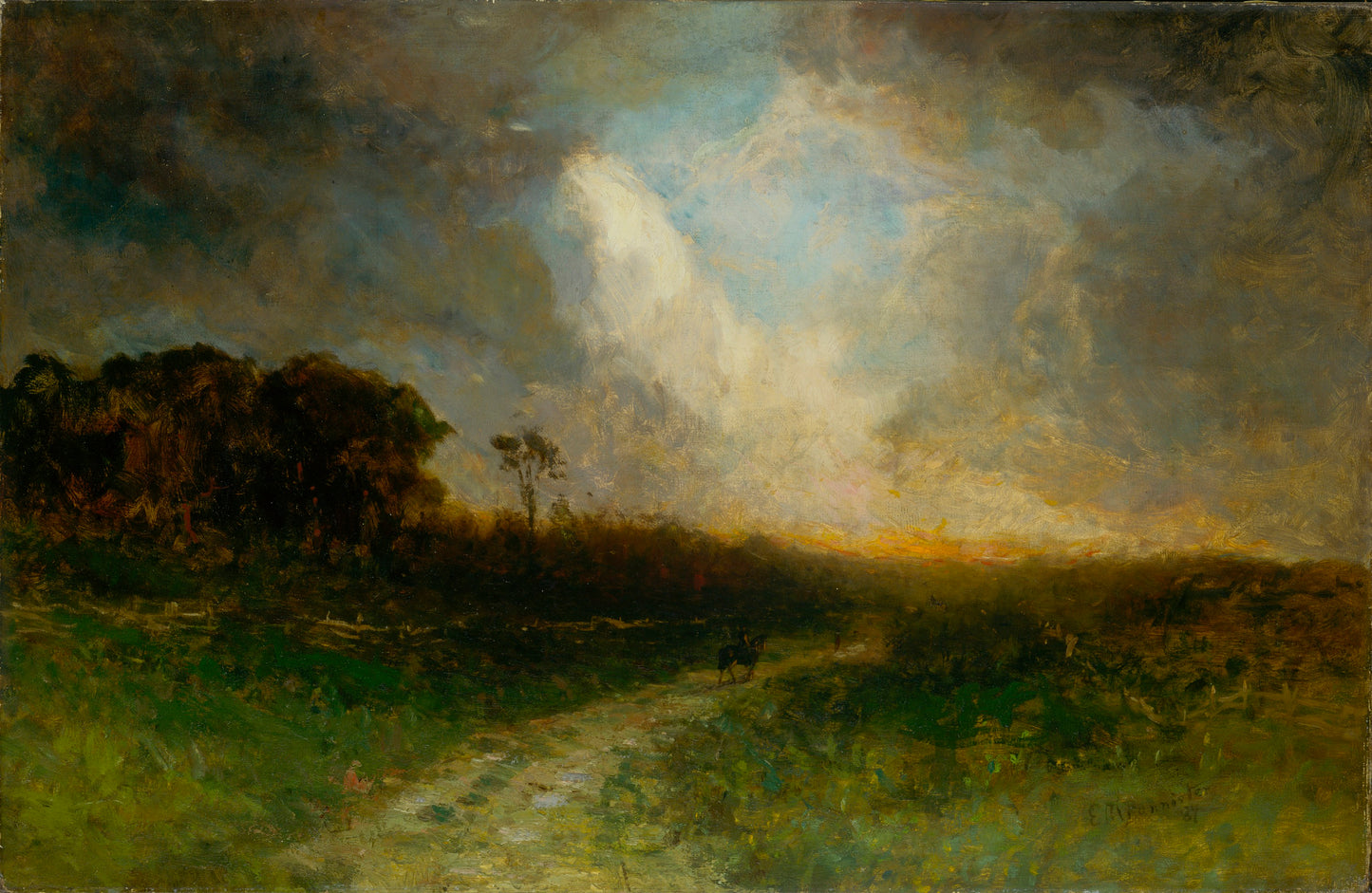 Edward Mitchell Bannister:Untitled (landscape, man on horse),16x12"(A3)Poster