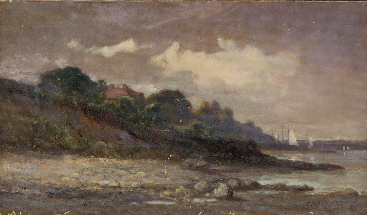 Edward Mitchell Bannister:Untitled (shoreline with sailboats,16x12"(A3)Poster