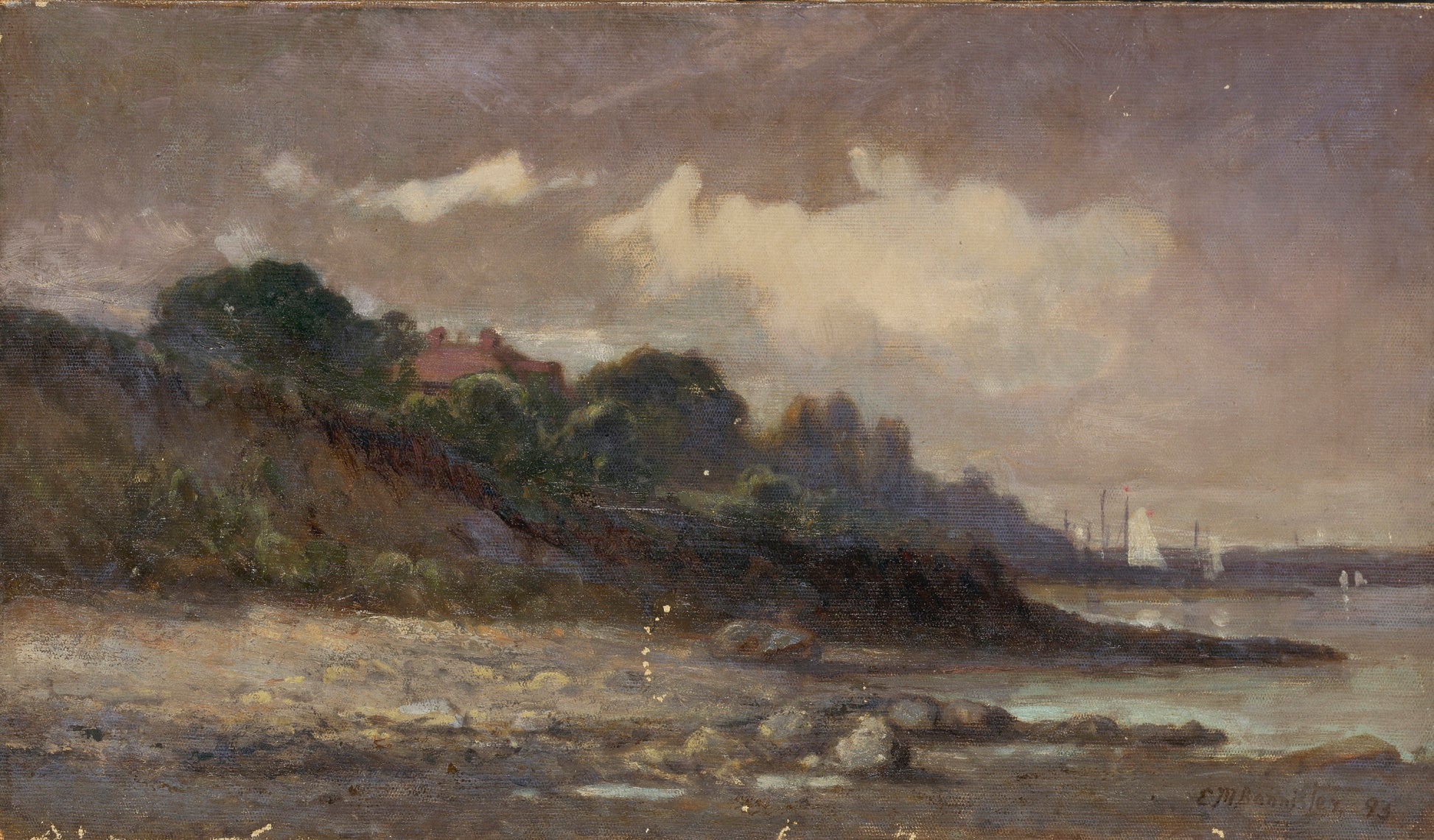 Edward Mitchell Bannister:Untitled (shoreline with sailboats,16x12"(A3)Poster