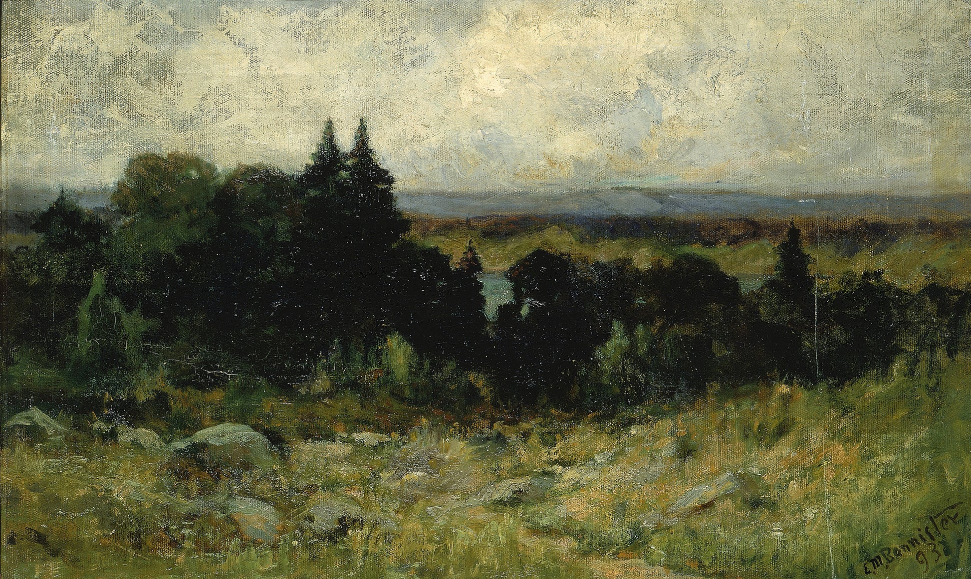 Edward Mitchell Bannister:Untitled (landscape, fields with r,16x12"(A3)Poster