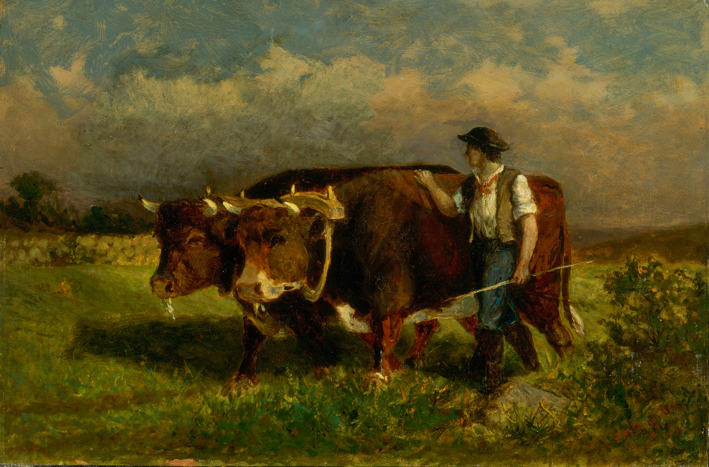 Edward Mitchell Bannister:Untitled (man with two oxen),16x12"(A3)Poster