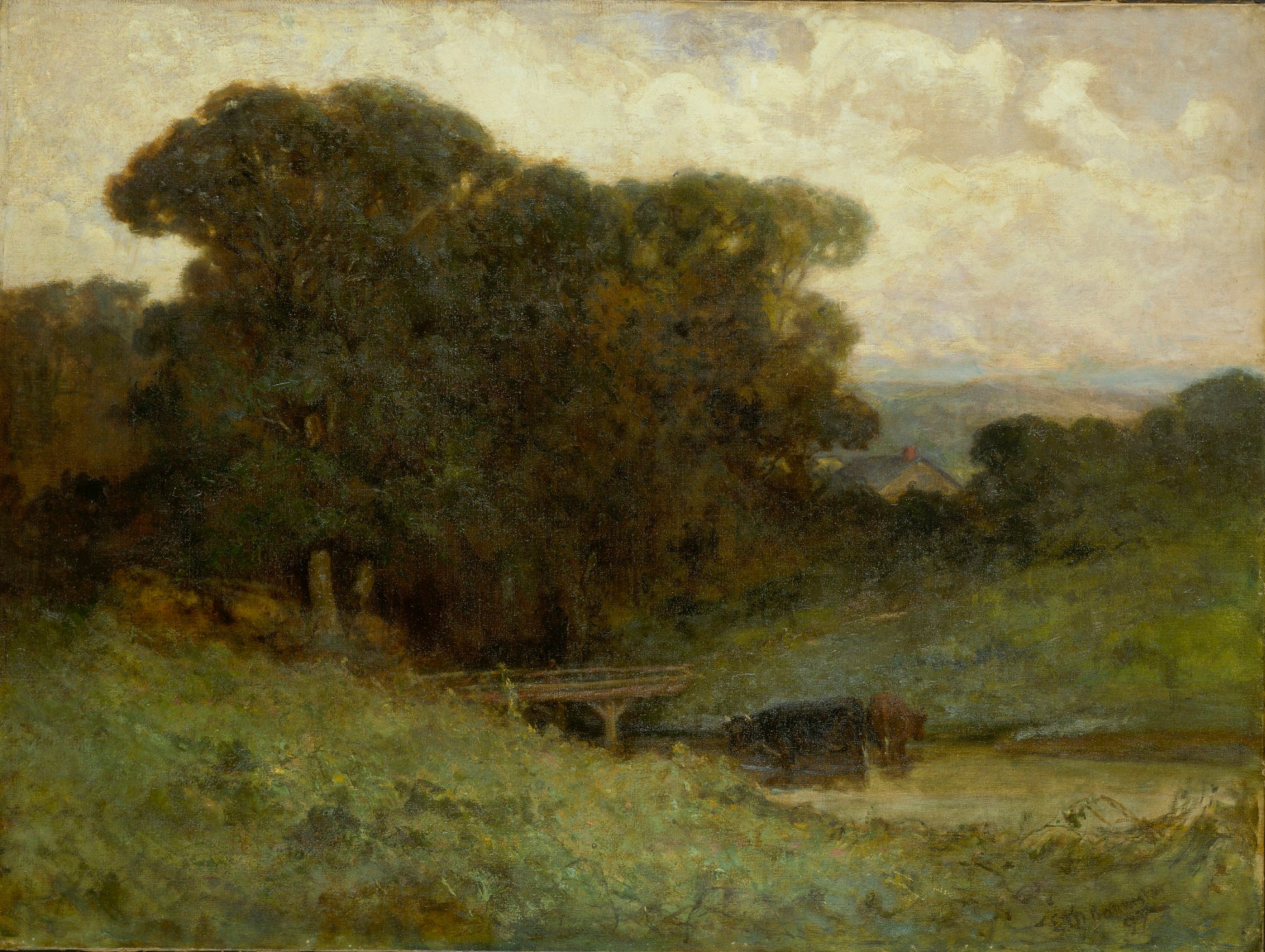 Edward Mitchell Bannister:Untitled (forest scene with bridge,16x12"(A3)Poster